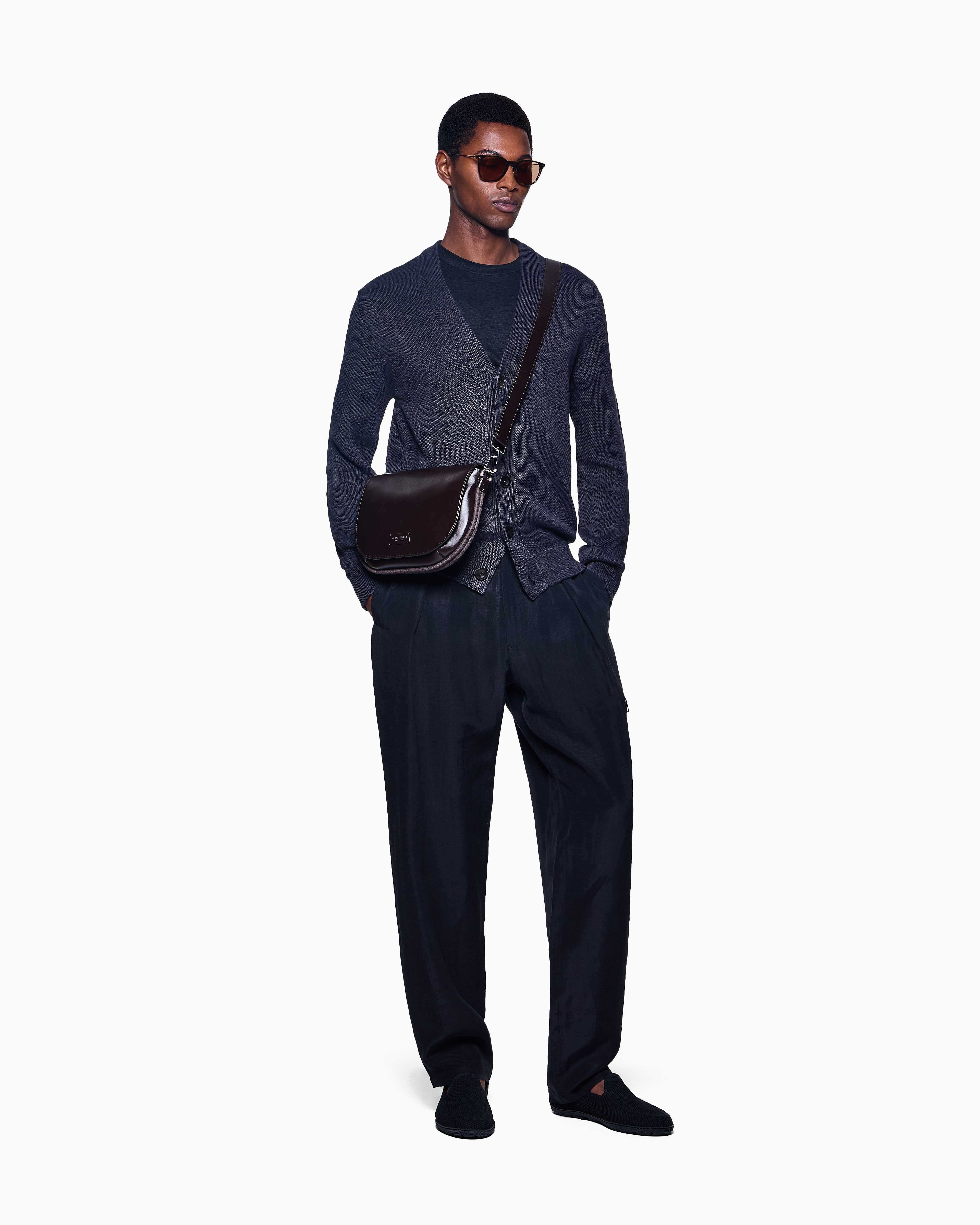 Giorgio Armani Official Store T-shirt En Interlock De Coton Avec Broderie Logo In Black
