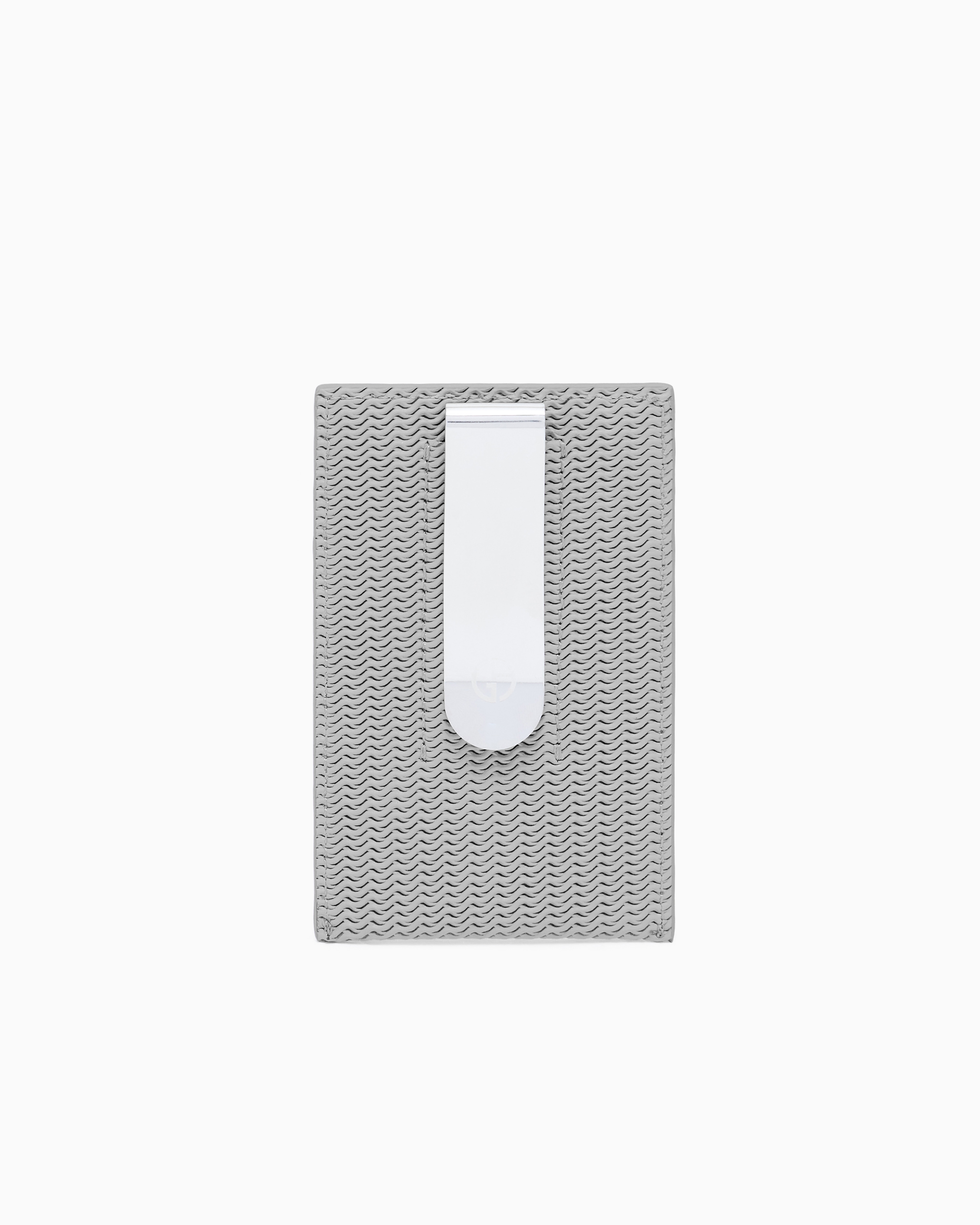 Giorgio Armani Card Holder In Embossed Leather In Beige