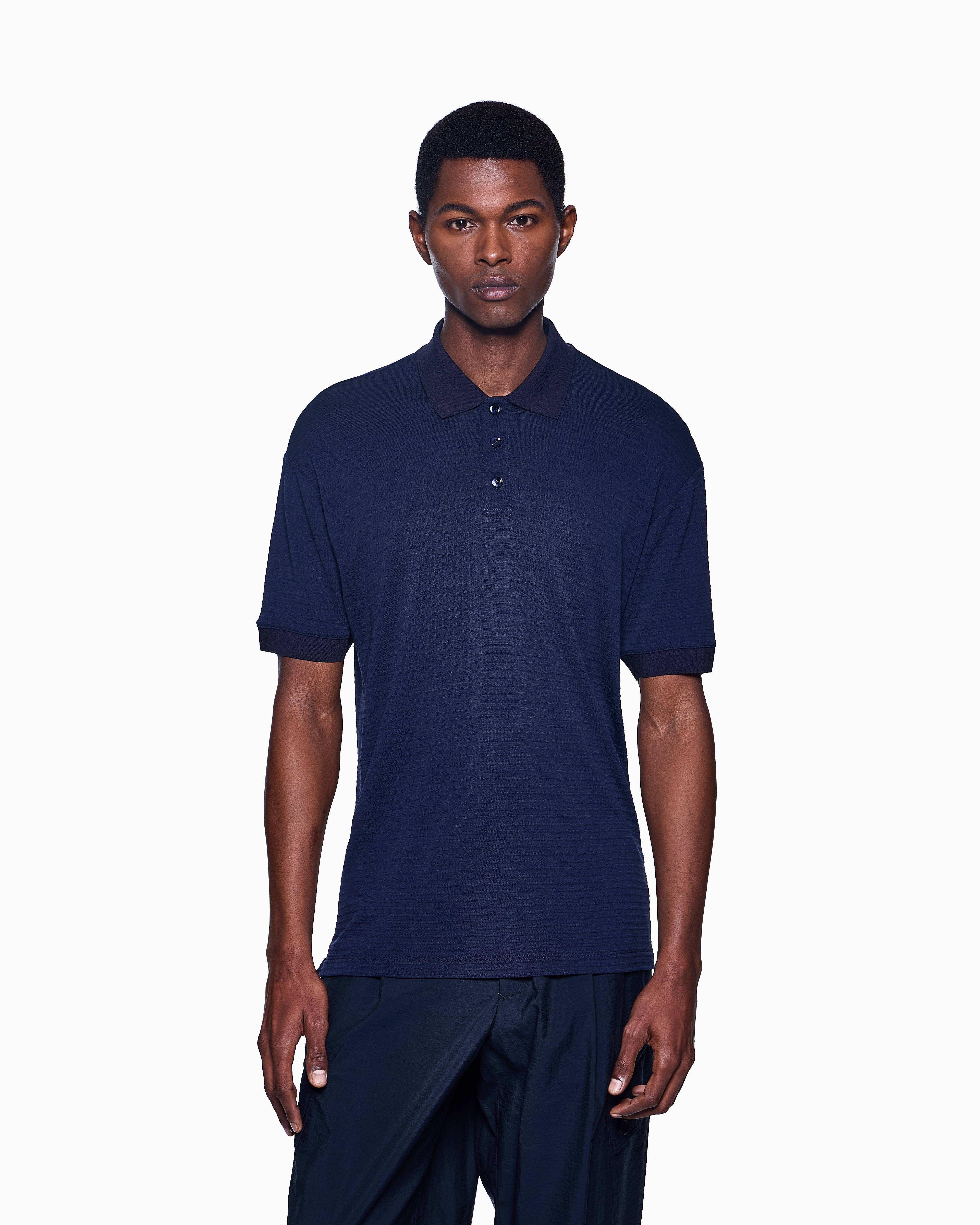 Embroidered viscose polo shirt | Giorgio Armani