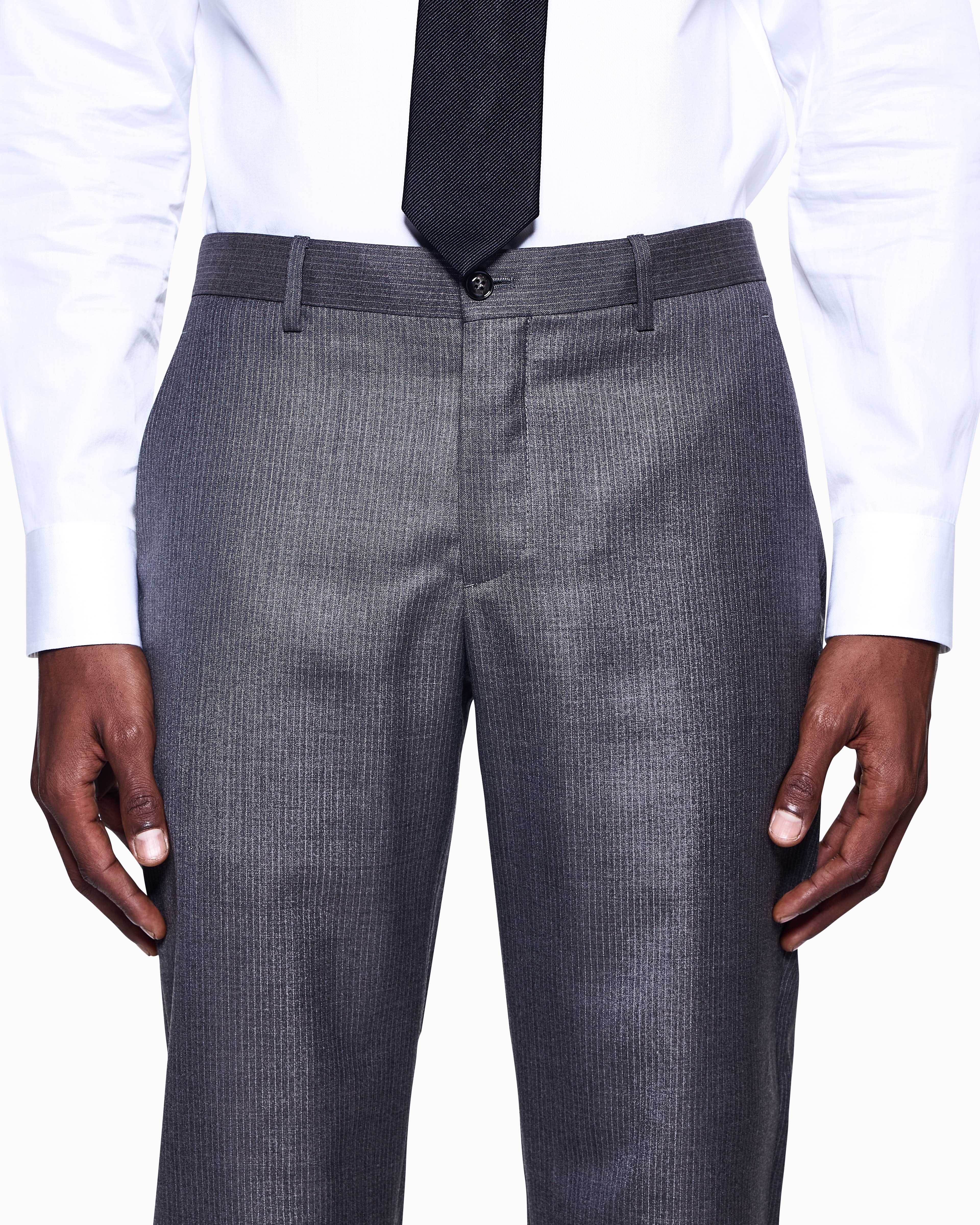 Giorgio Armani Single-breasted Soho Line Suit In Mélange Micro-pinstriped Virgin Wool