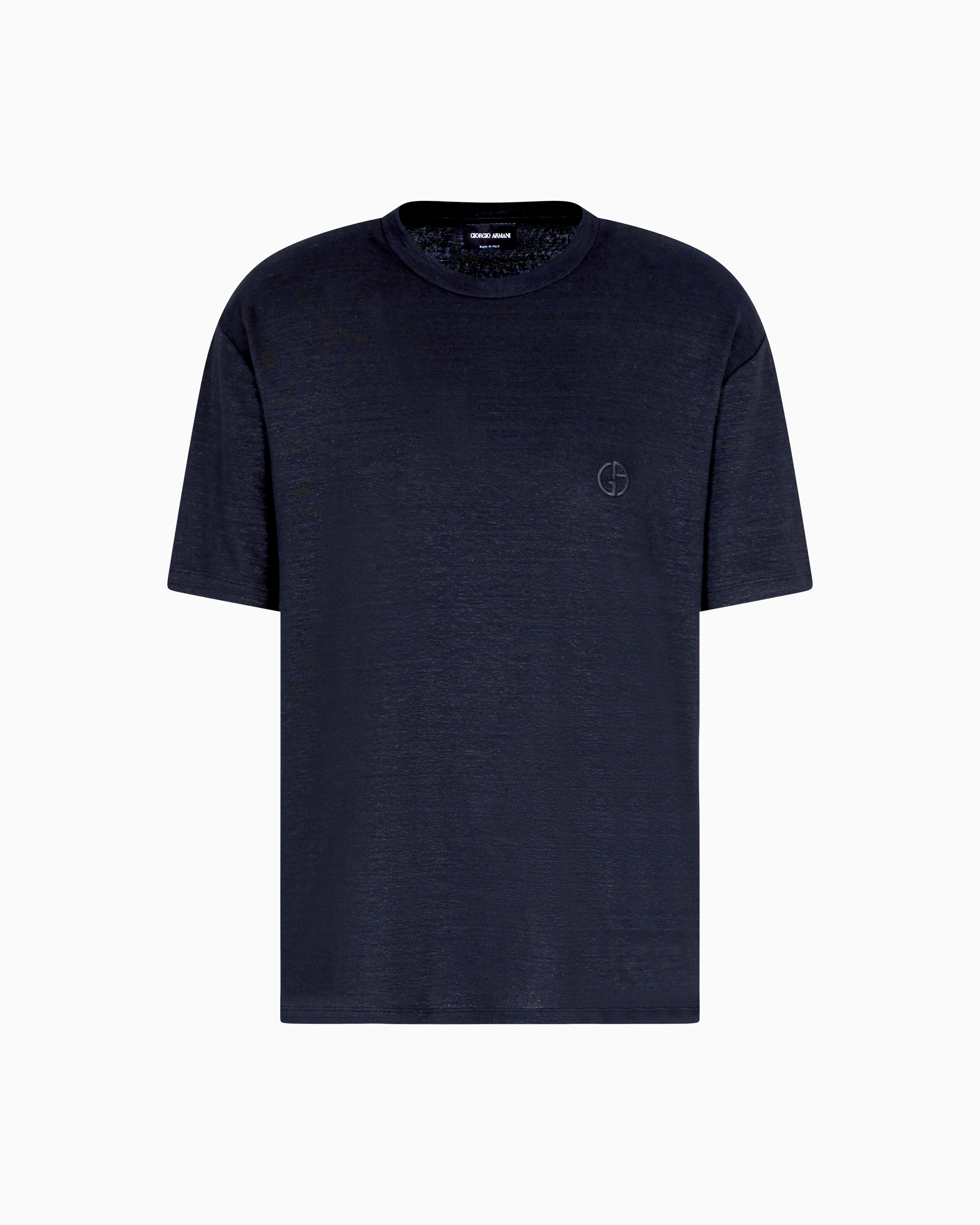 Giorgio Armani Official Store T-shirt En Interlock De Coton Avec Broderie Logo In Black