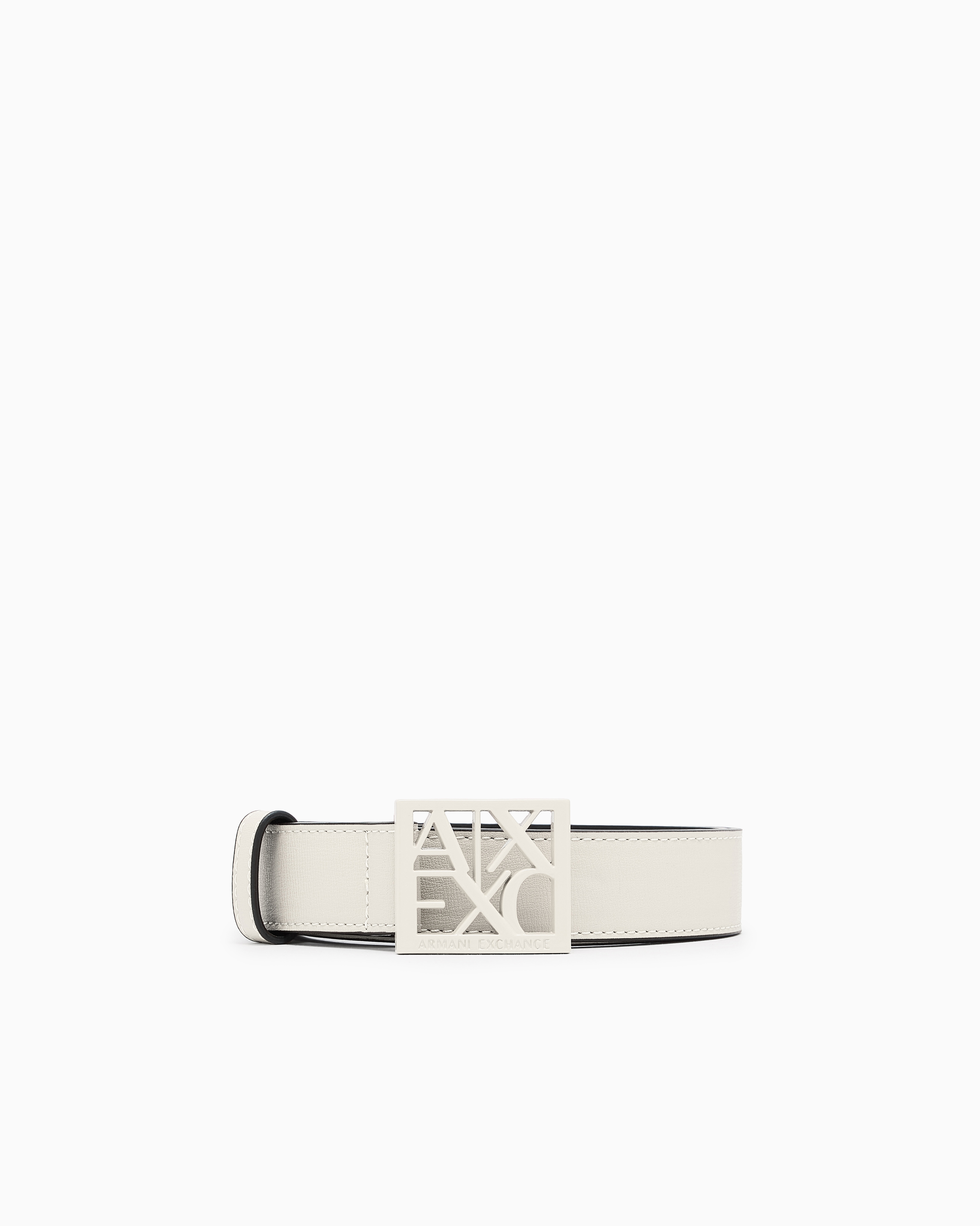 Armani Exchange Belt With Square With Logo In Beige
