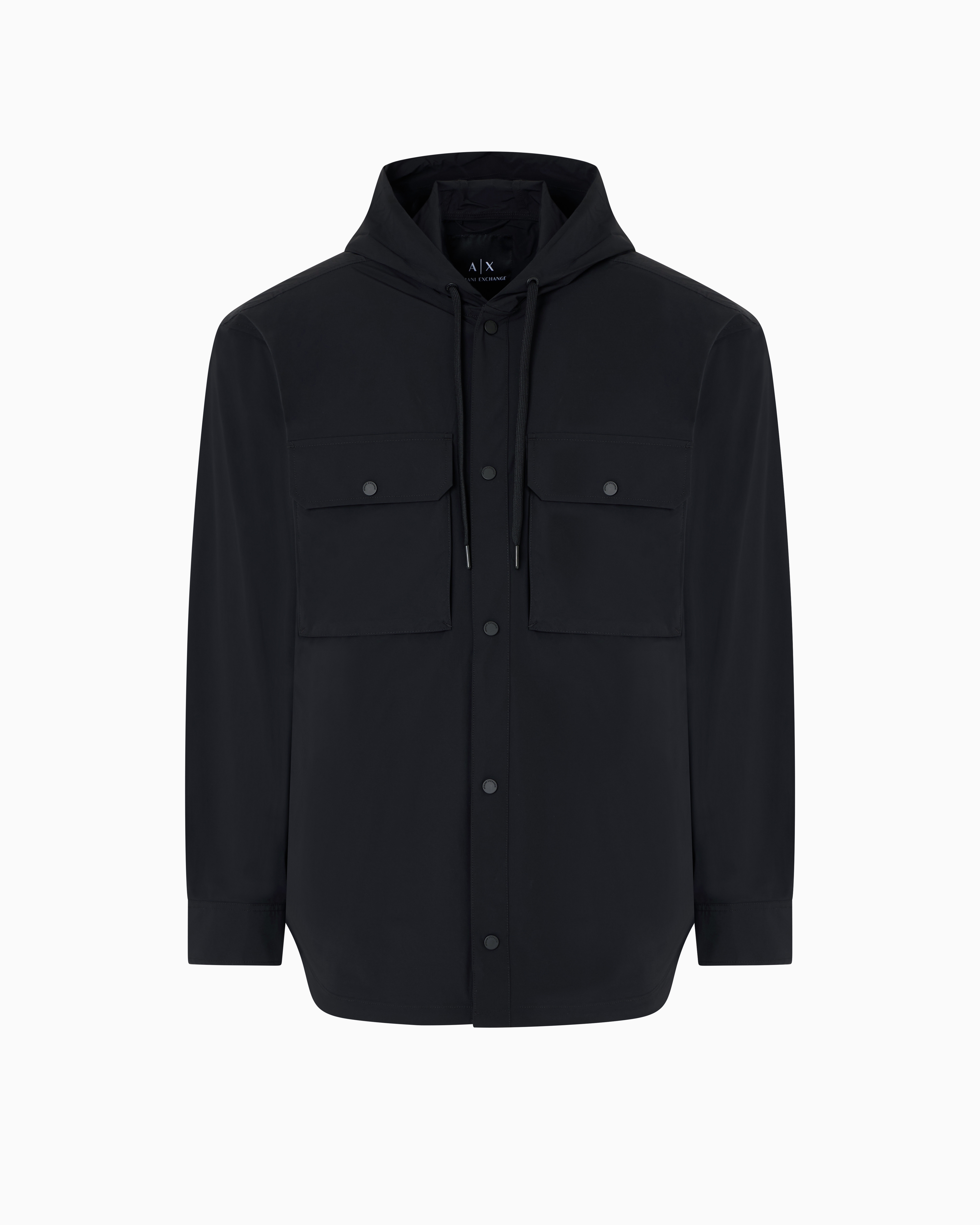 Armani Exchange Logo-print Button-up Shirt Jacket In Black
