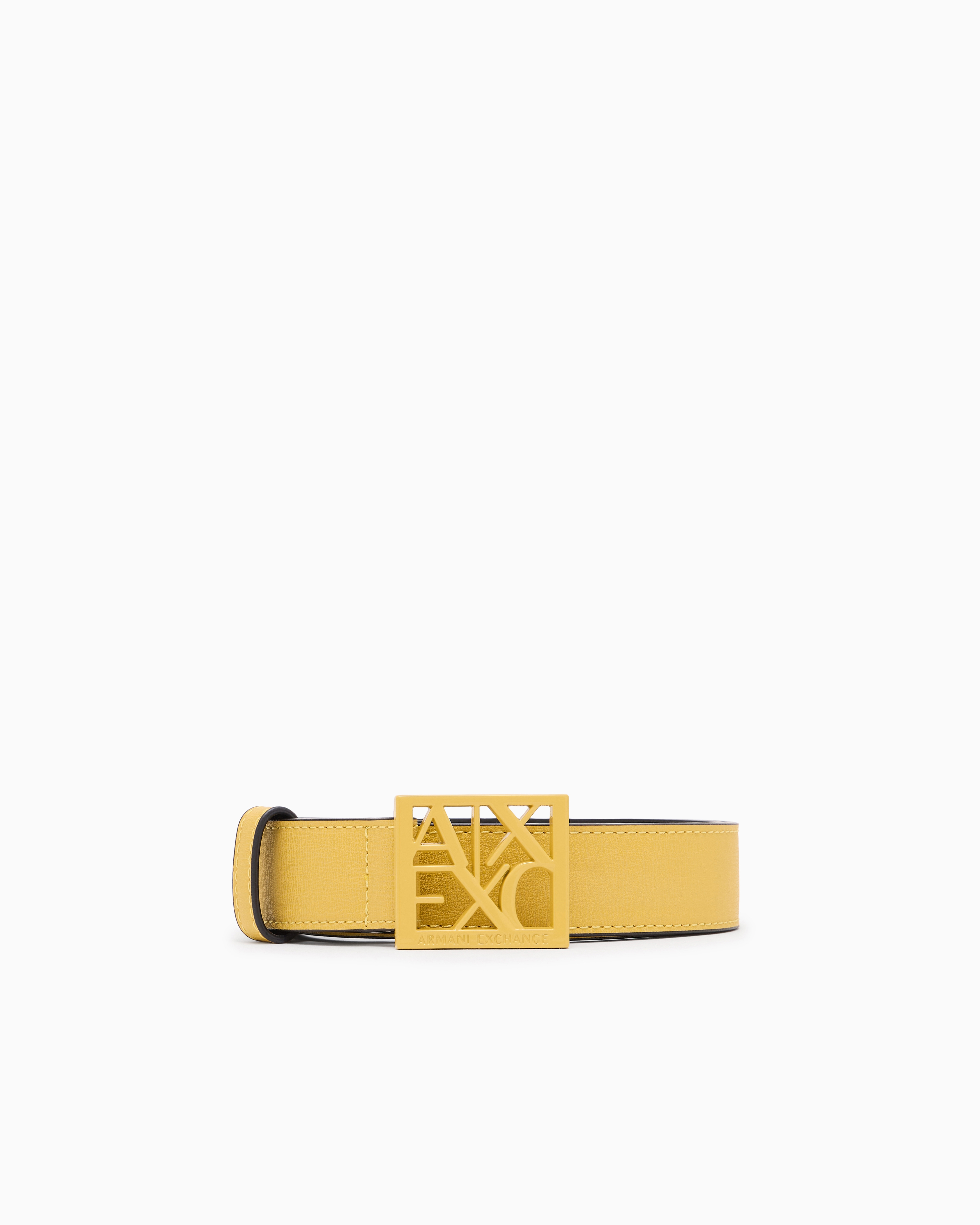 Armani Exchange Belt With Square With Logo In Yellow