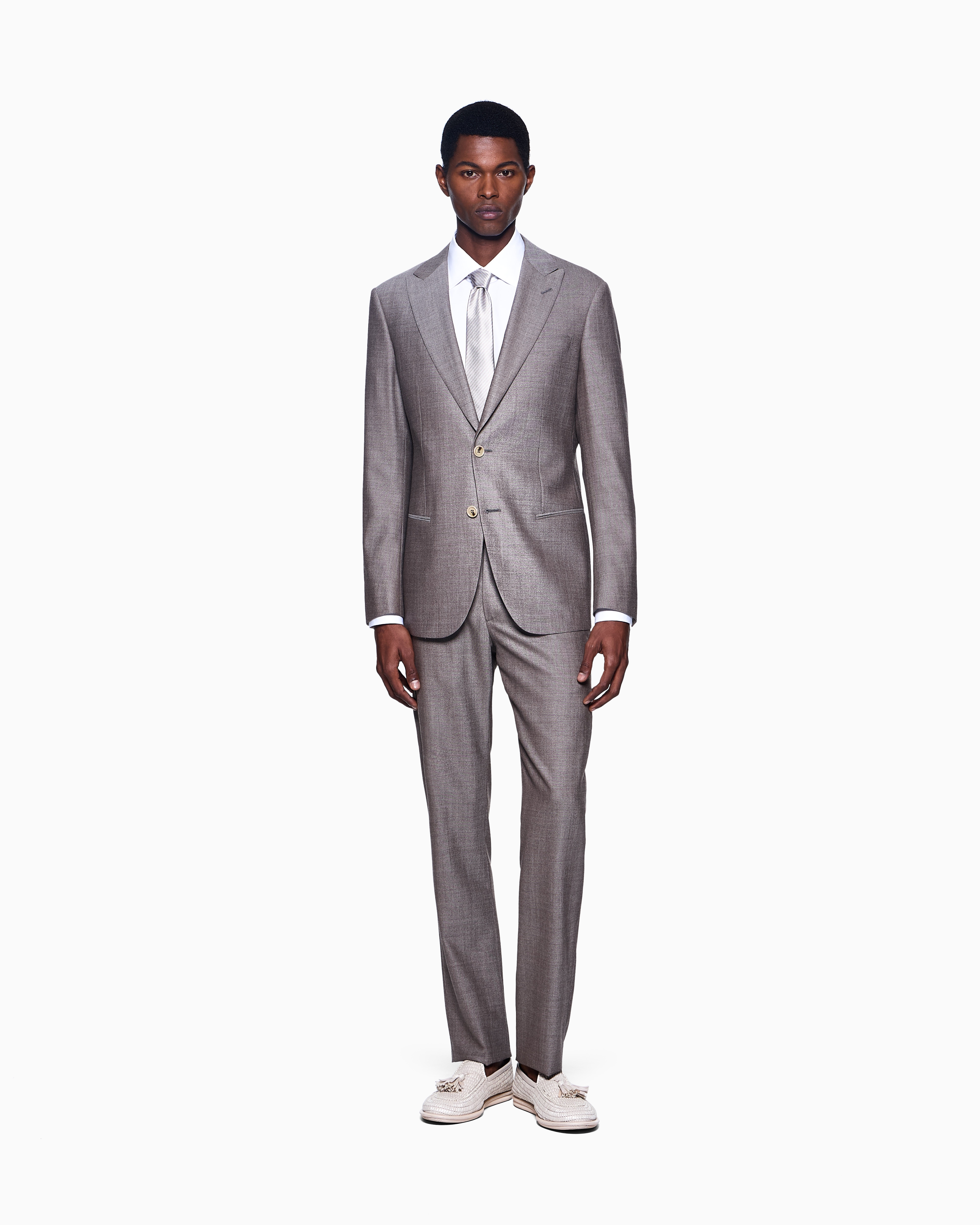 Giorgio Armani Single-breasted Soho Line Suit In Two-tone Armure Wool