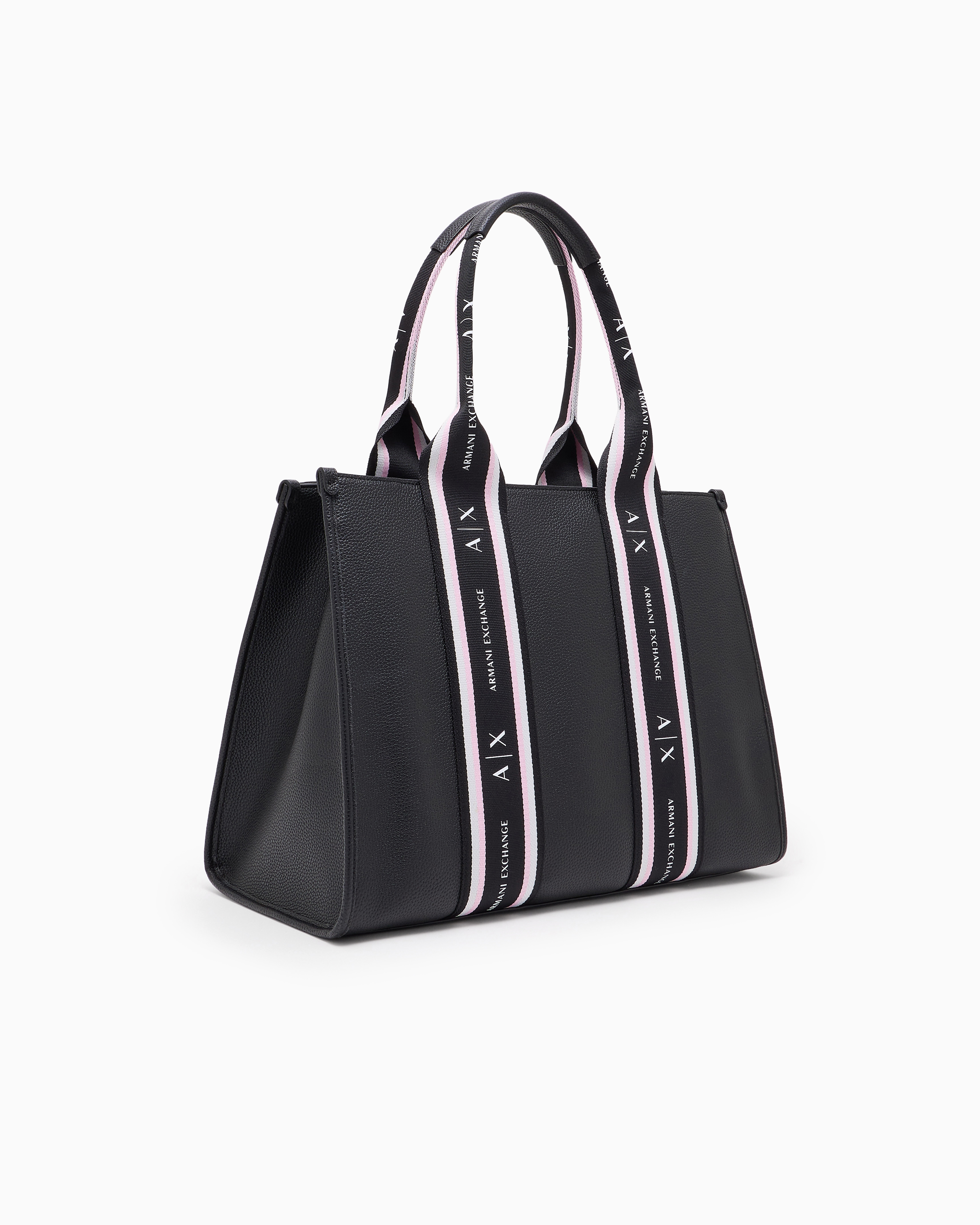 Armani Exchange Tote Bag With Contrasting Bands In Black