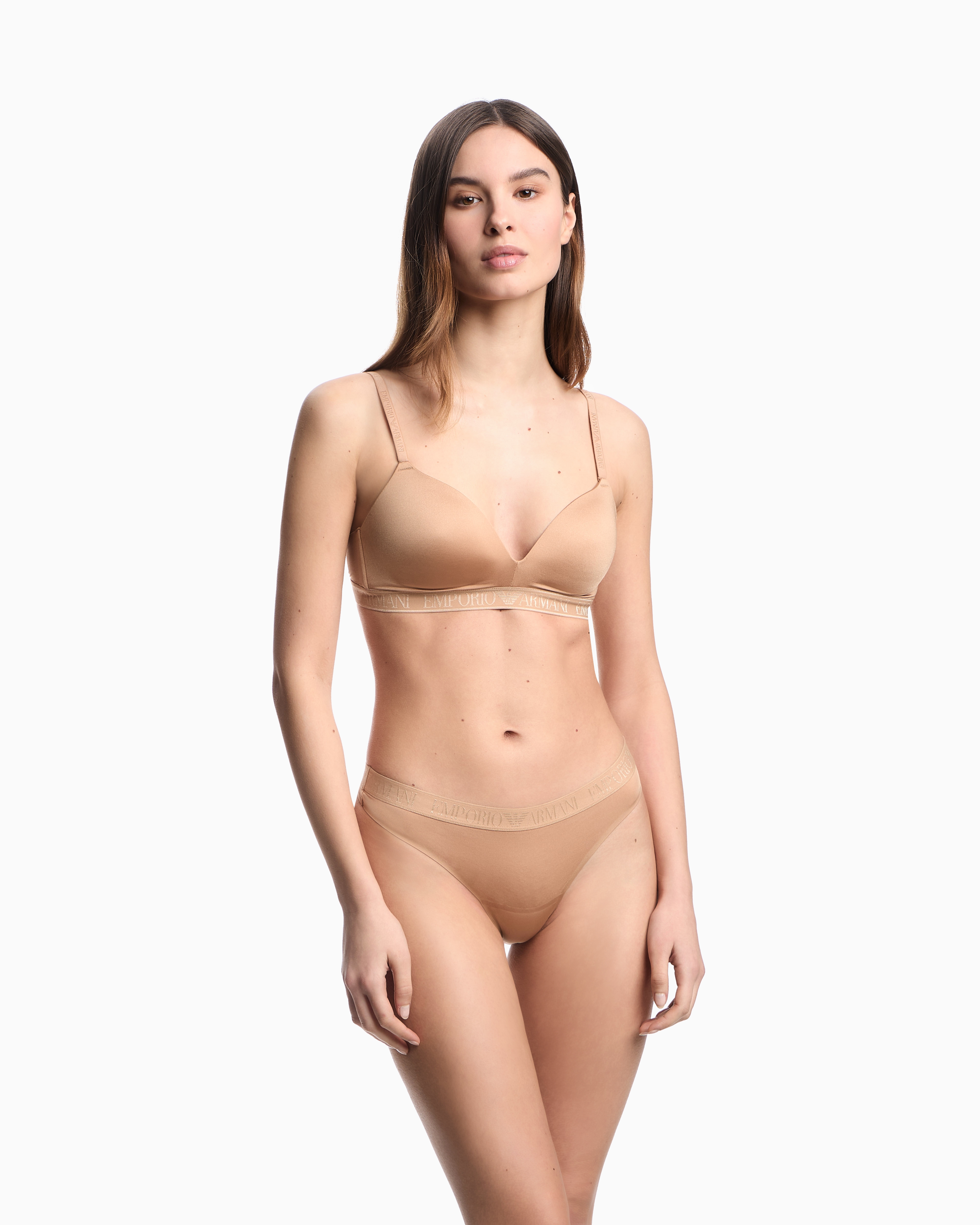 Emporio Armani Asv Iconic Padded Triangle Bra In Recycled Microfibre