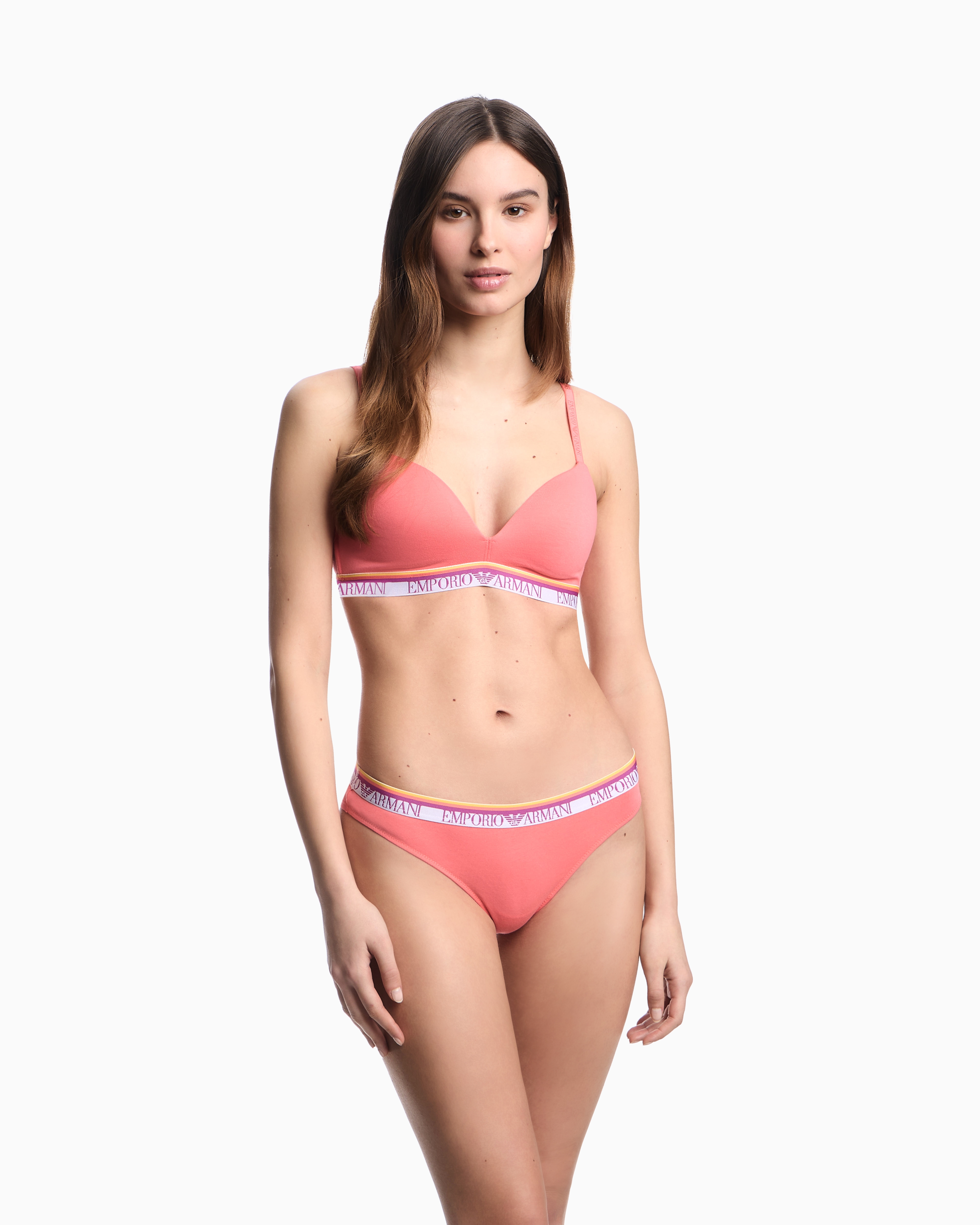 Emporio Armani Asv Iconic Organic-cotton, Padded Triangle Bra With Logo Underband