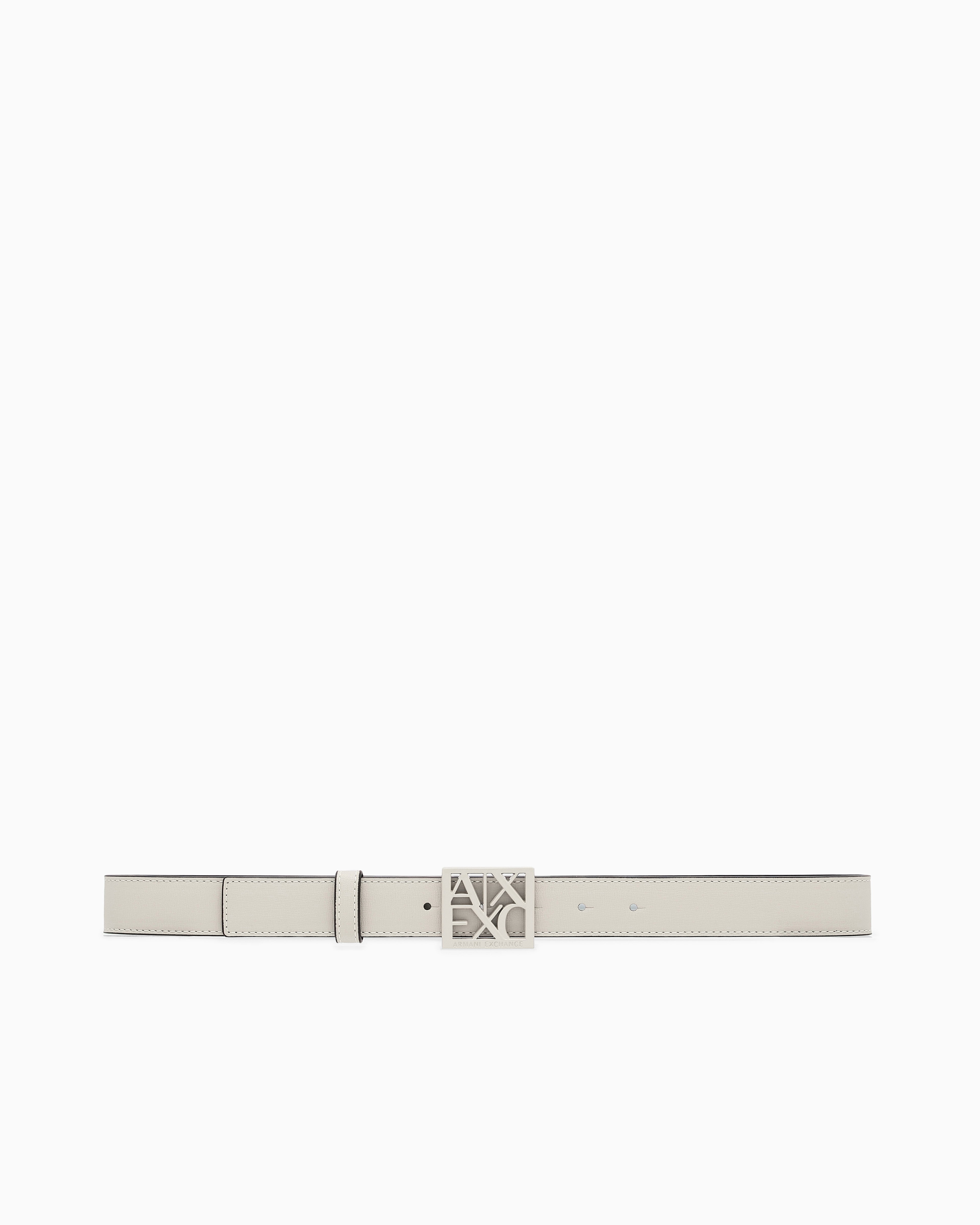 Armani Exchange Belt With Square With Logo In Beige