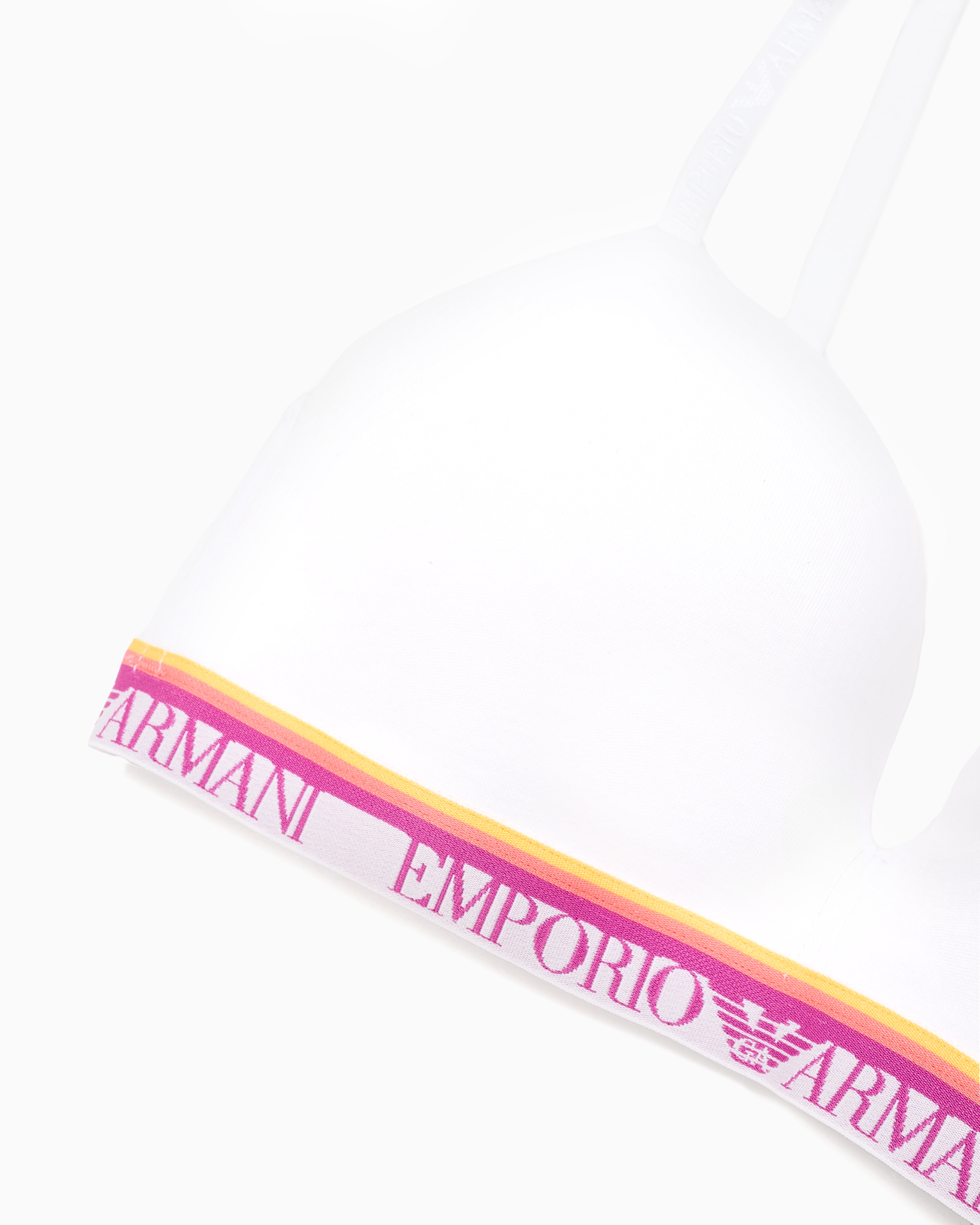 Emporio Armani Asv Iconic Organic-cotton, Padded Triangle Bra With Logo Underband