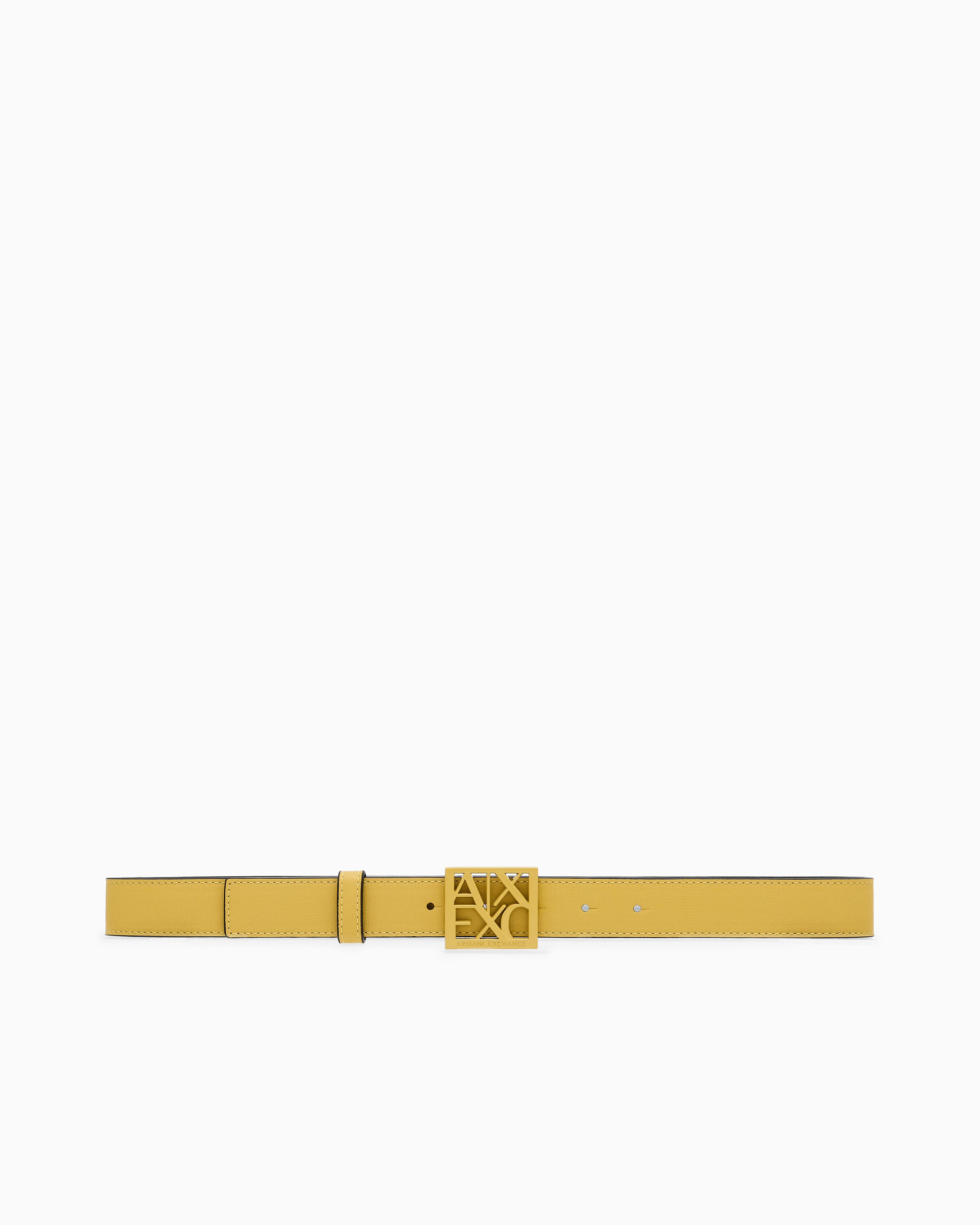 Armani Exchange Belt With Square With Logo In Yellow