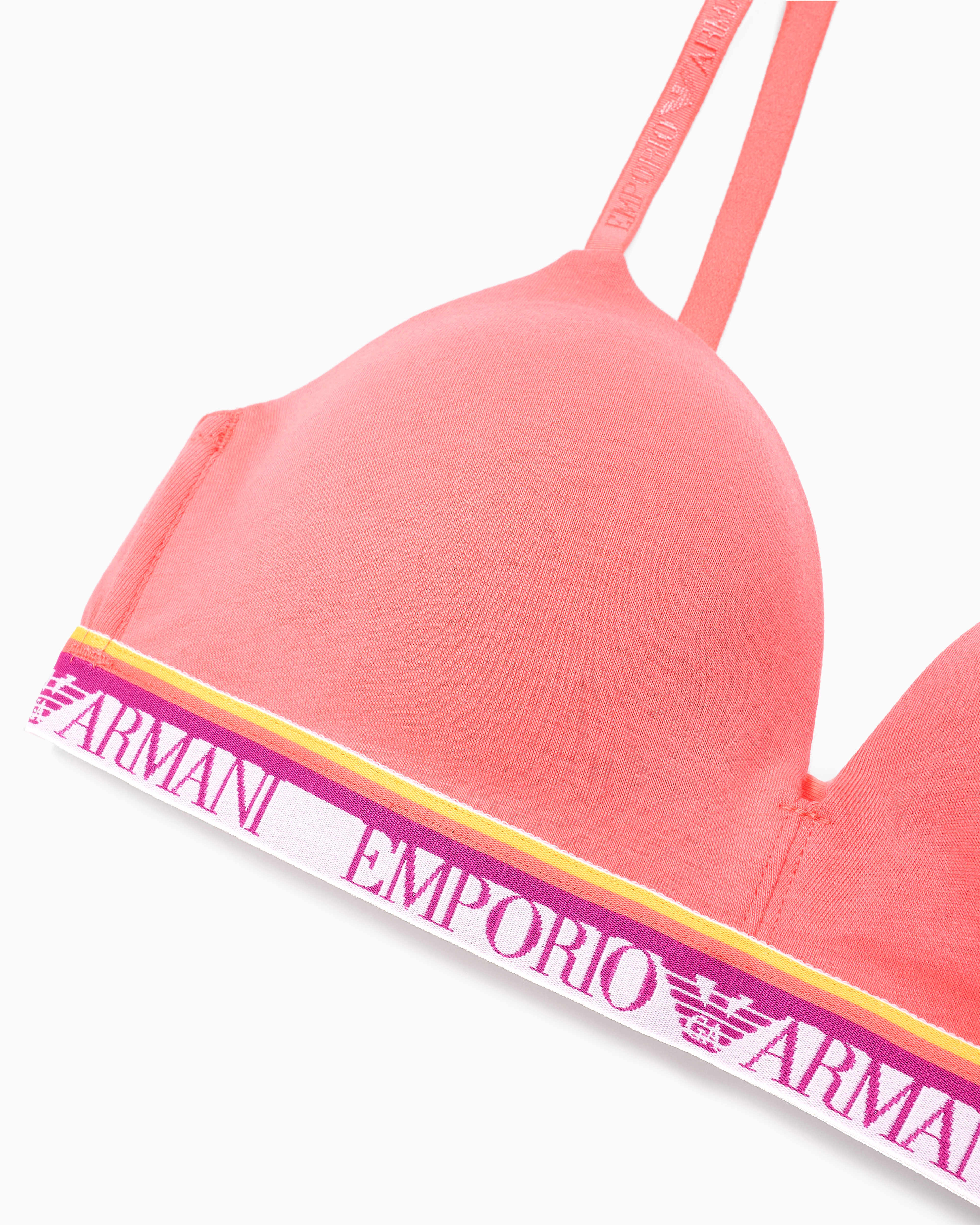 Emporio Armani Asv Iconic Organic-cotton, Padded Triangle Bra With Logo Underband