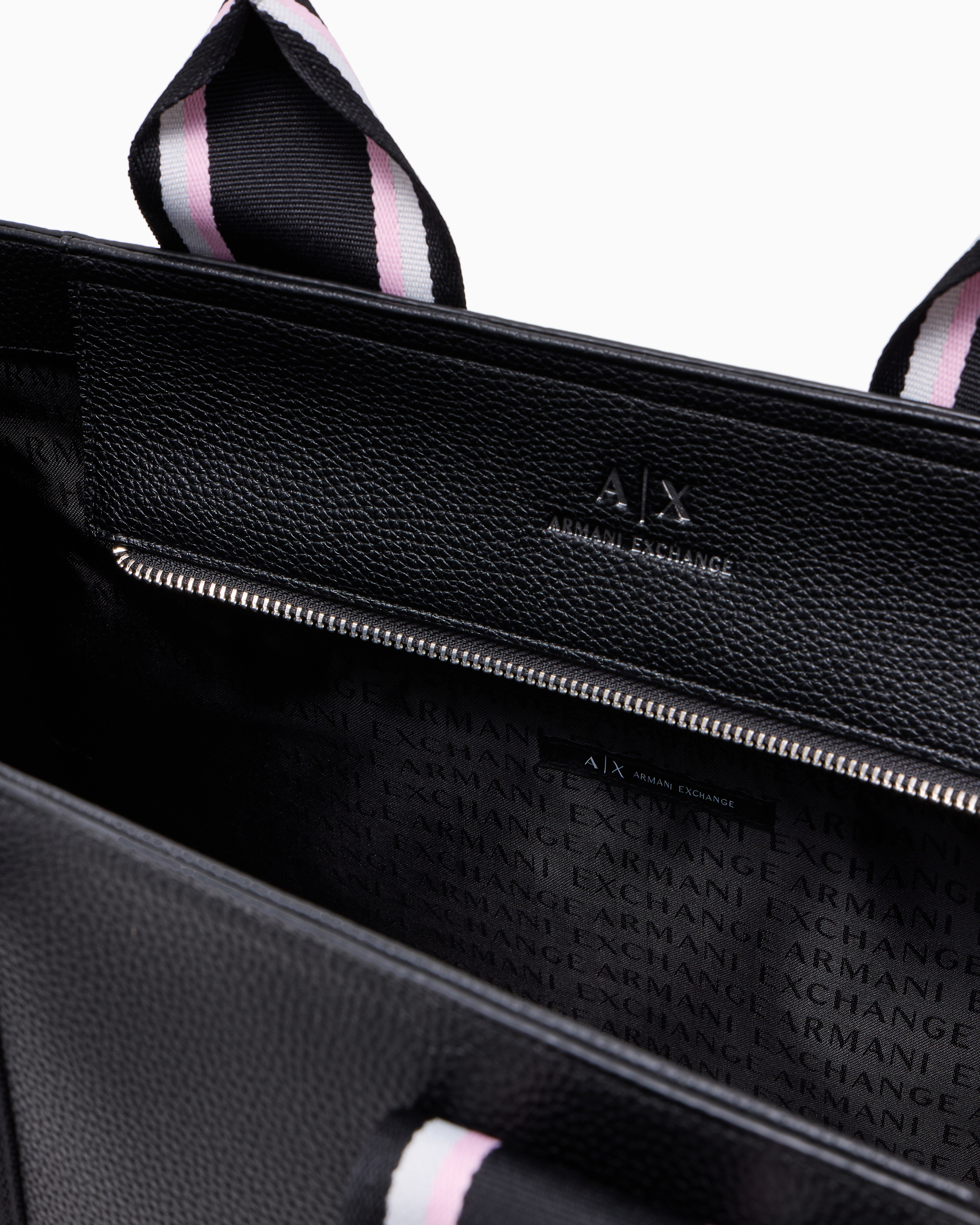 Armani Exchange Tote Bag With Contrasting Bands In Black