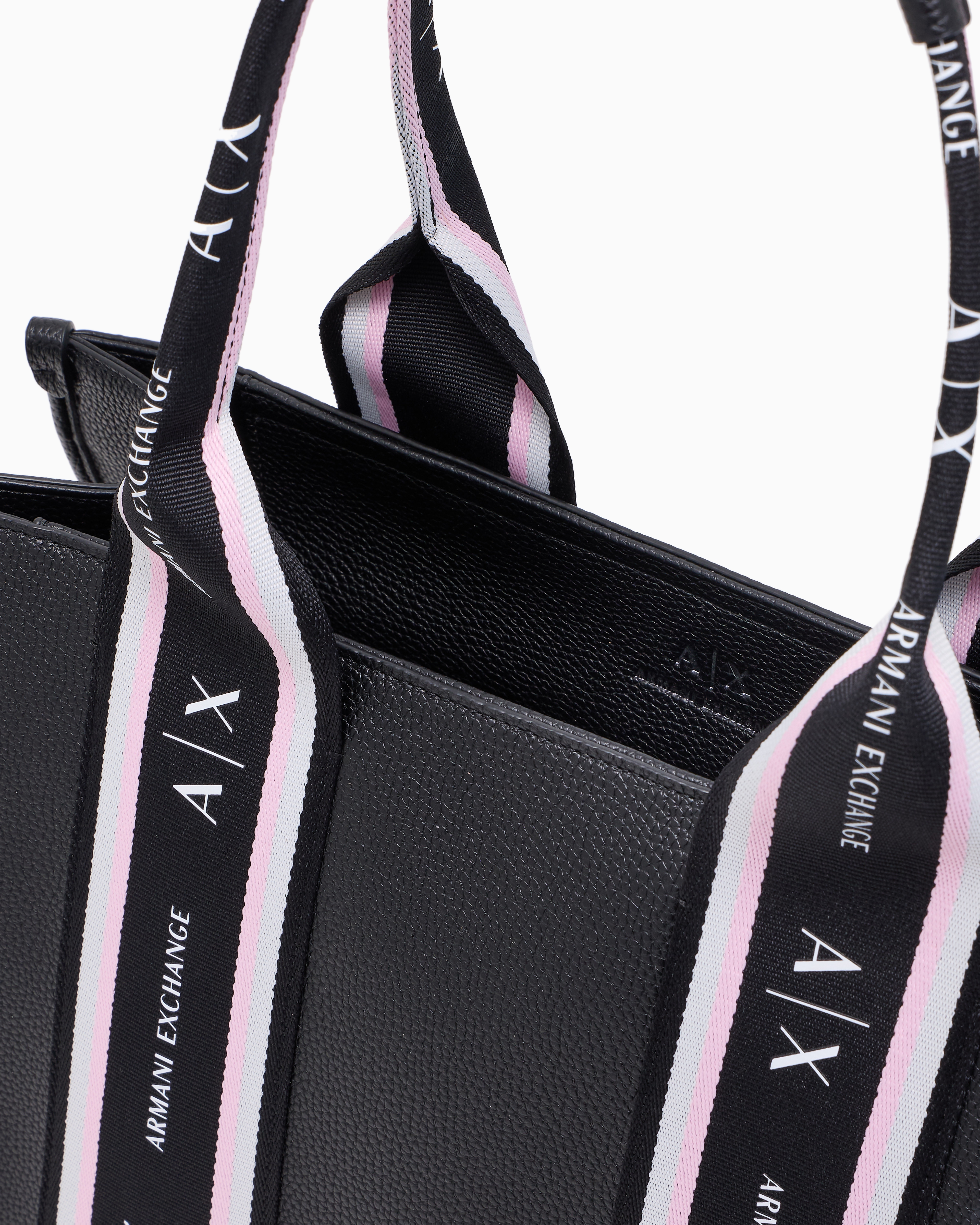 Armani Exchange Tote Bag With Contrasting Bands In Black