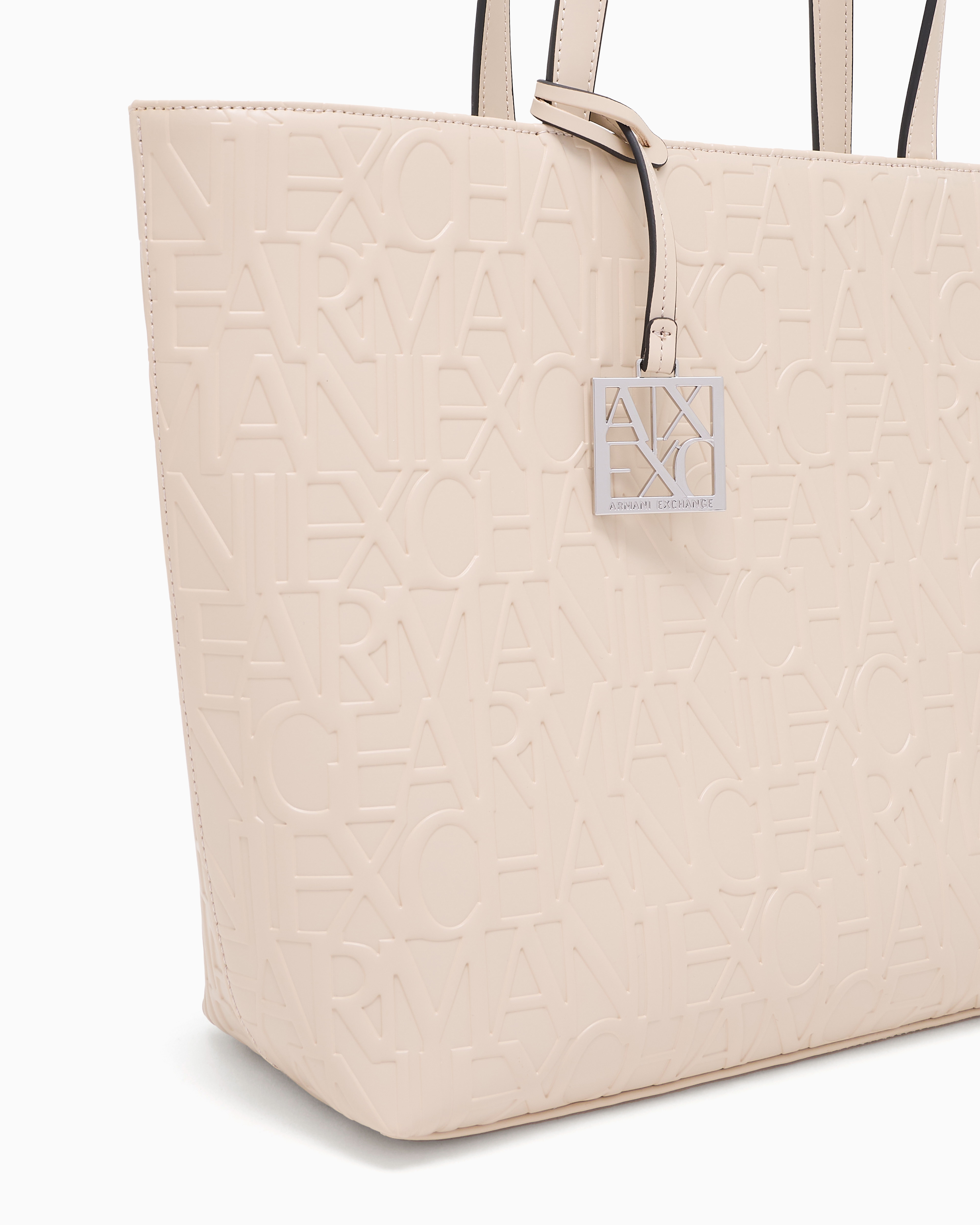 Armani Exchange - Shopper bag with allover logo, Woman, Beige, Size: TU