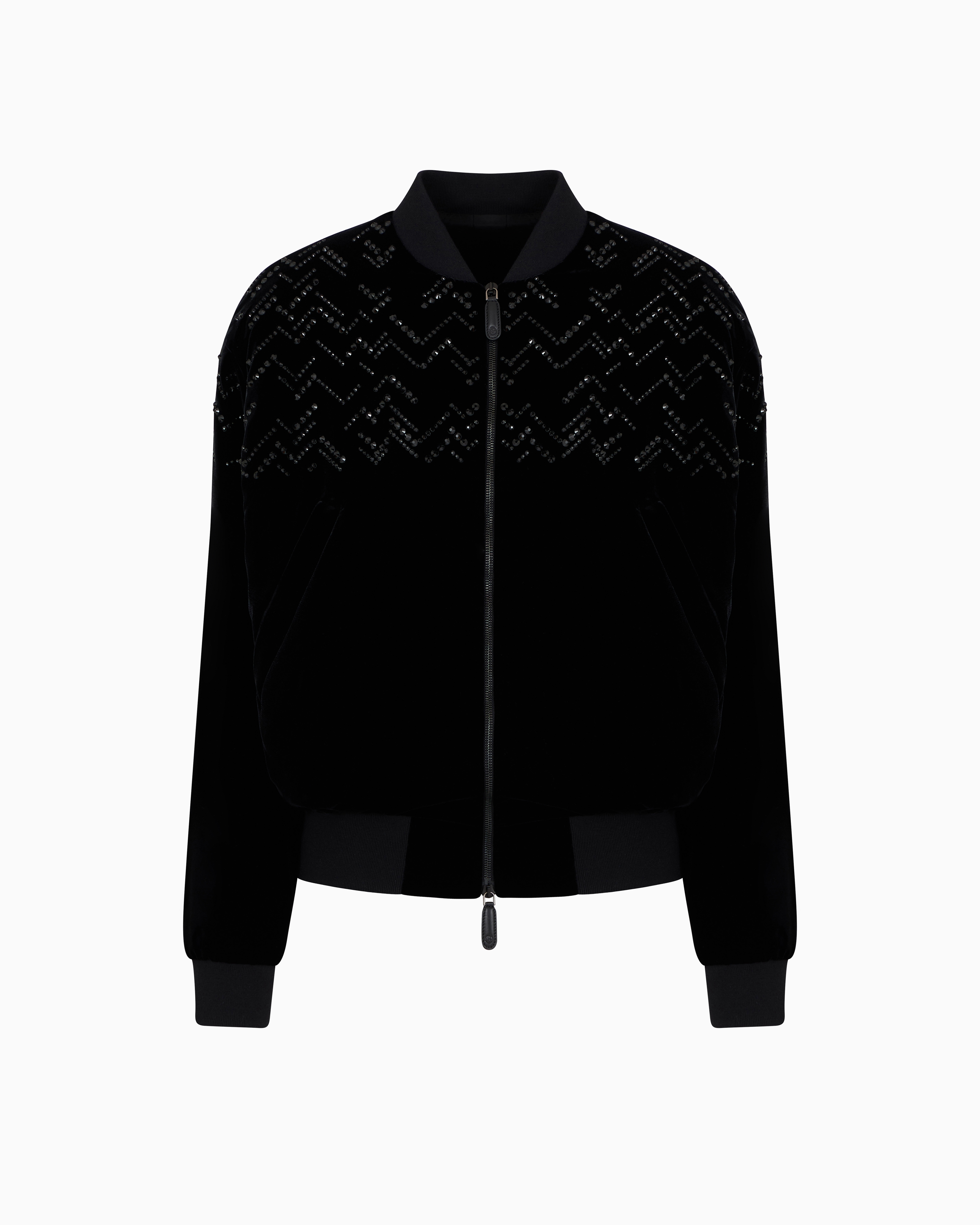 Girorgio Armani フード付ダブルブレストベルベットジャケット