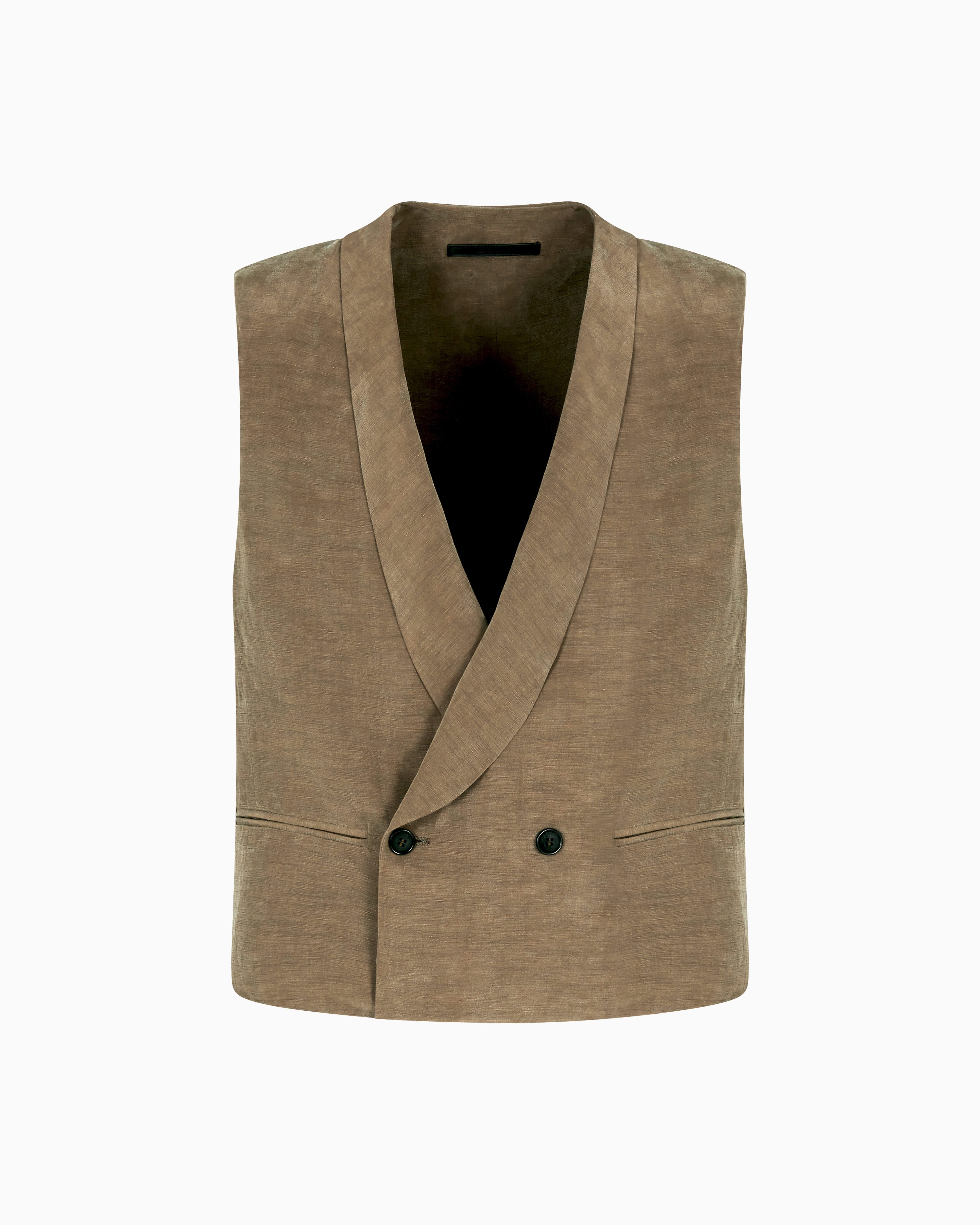 Giorgio Armani Double-breasted Linen And Lyocell Waistcoat