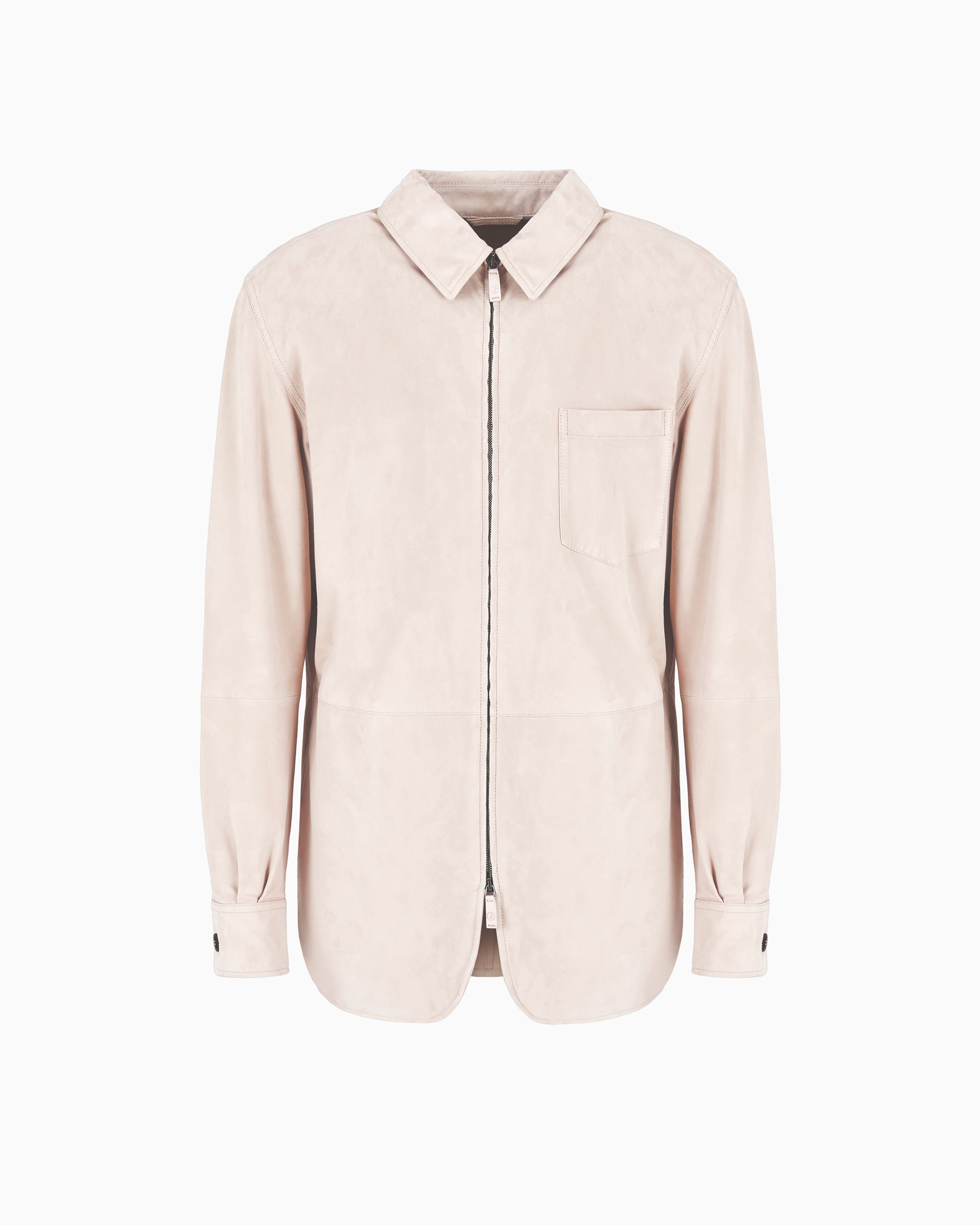 Giorgio Armani Suede-lambskin, Single-breasted Jacket In White