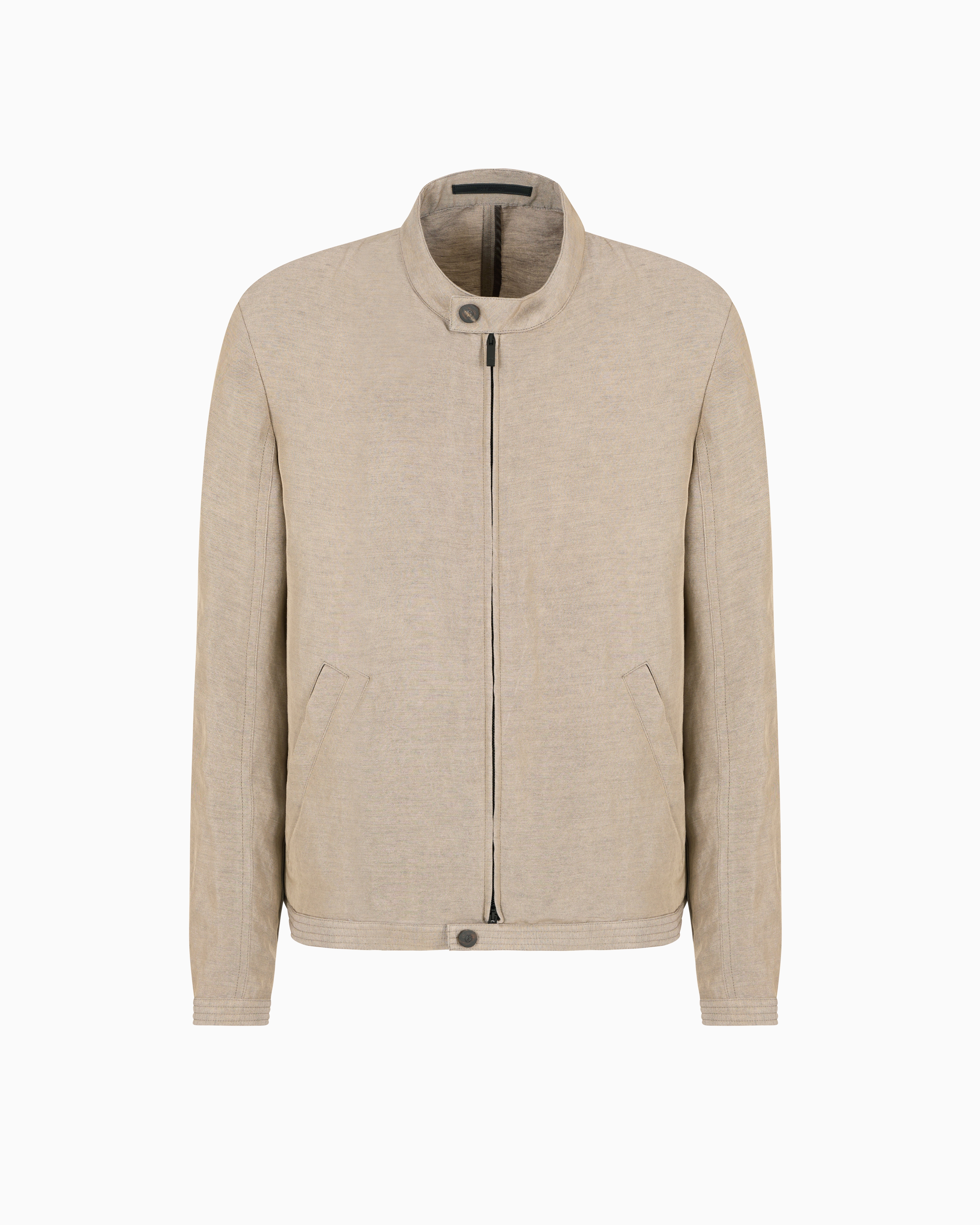 Giorgio Armani Blouson In Iridescent Linen And Viscose In Sand