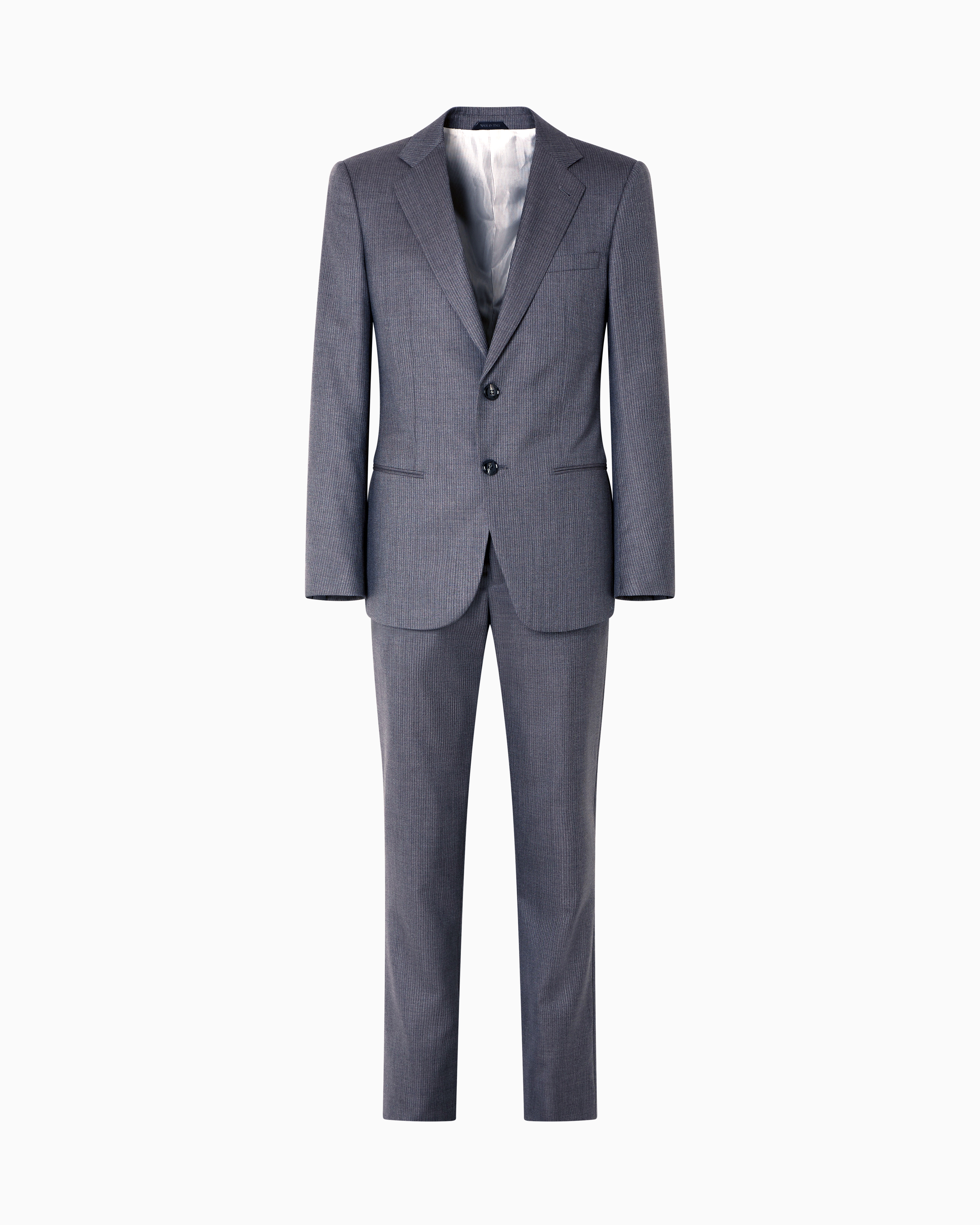 Giorgio Armani Single-breasted Soho Line Suit In Mélange Micro-pinstriped Virgin Wool