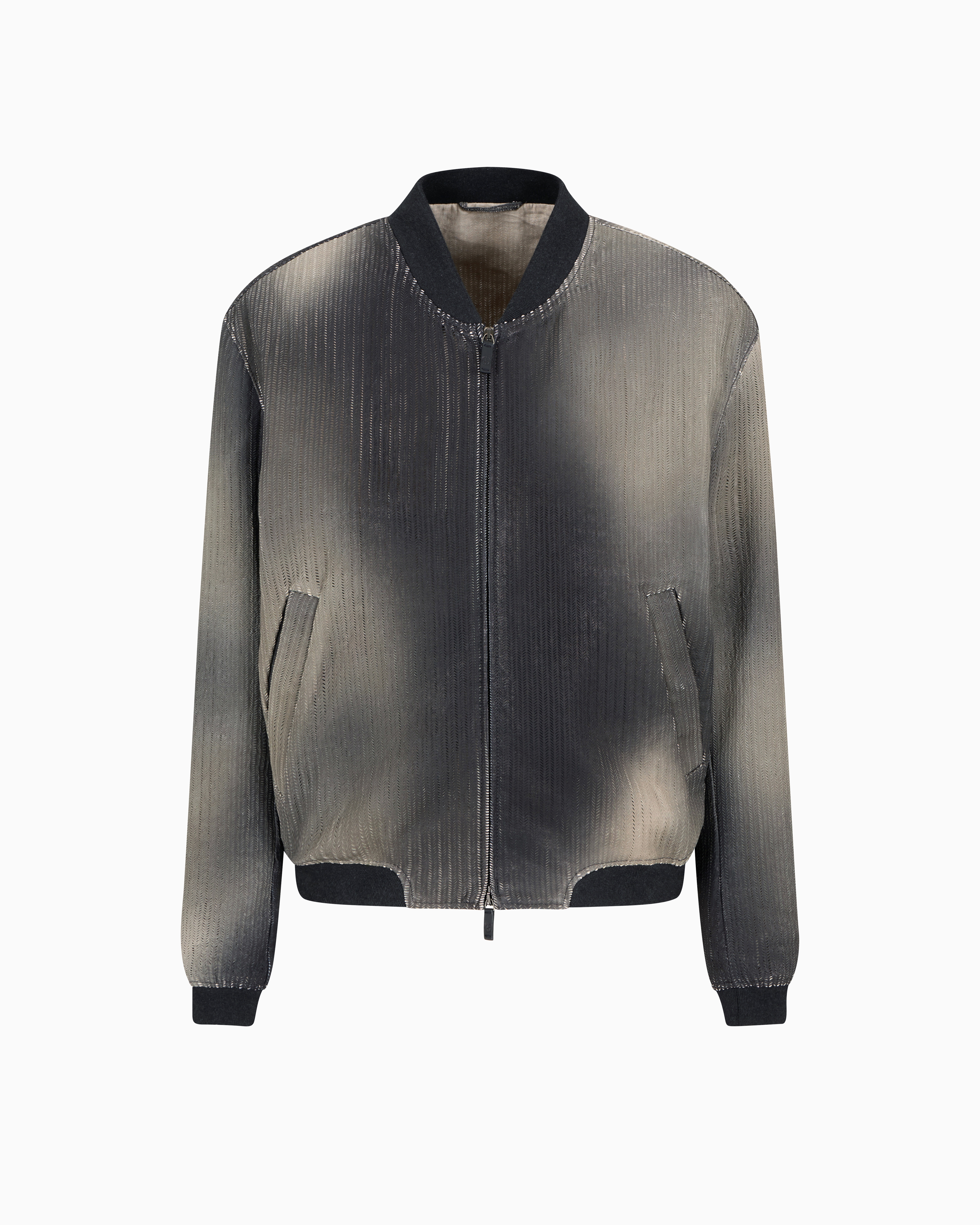 Giorgio Armani Perforated And Printed Nappa Leather Blouson