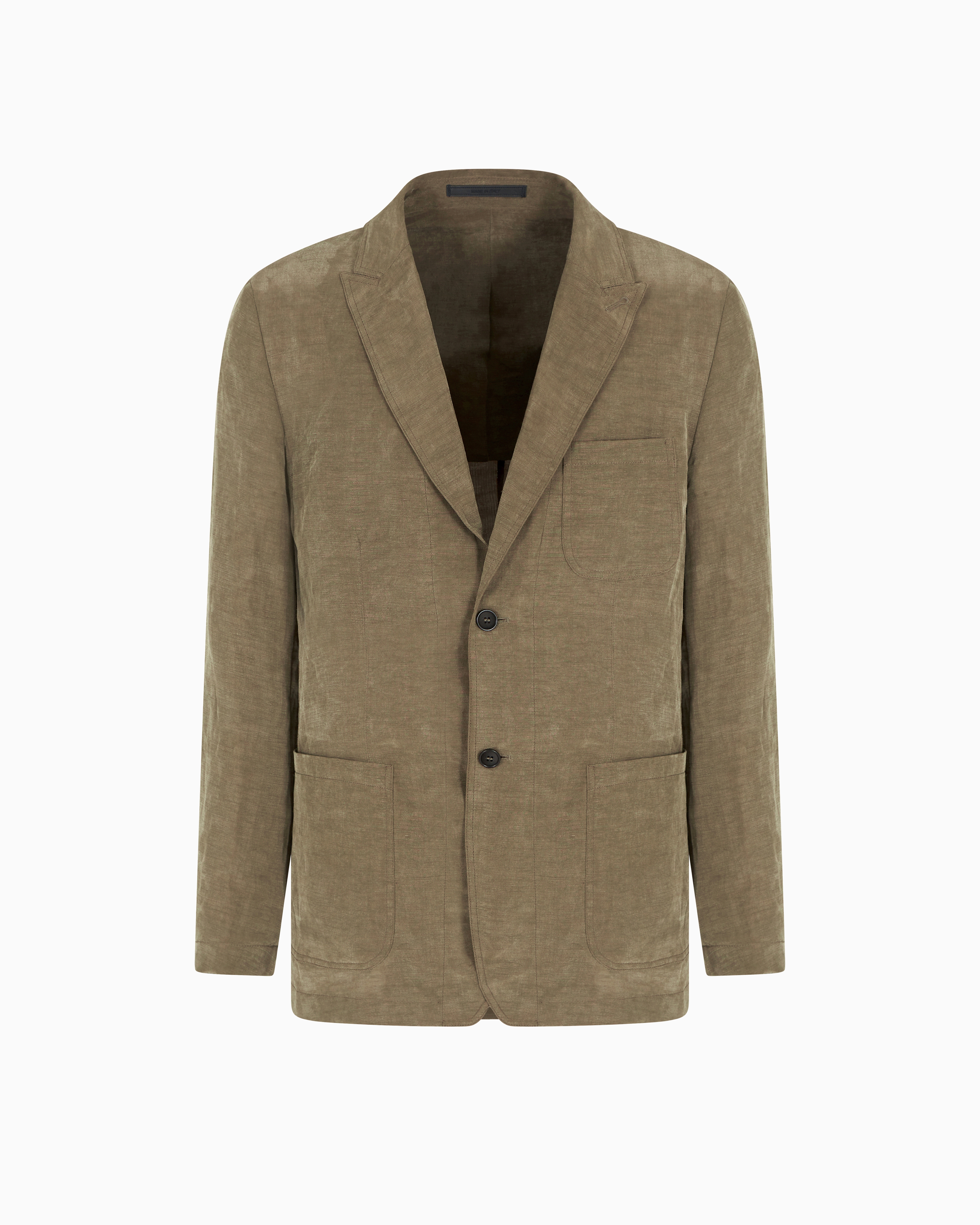 Giorgio Armani Lyocell And Linen Single-breasted Jacket In Green