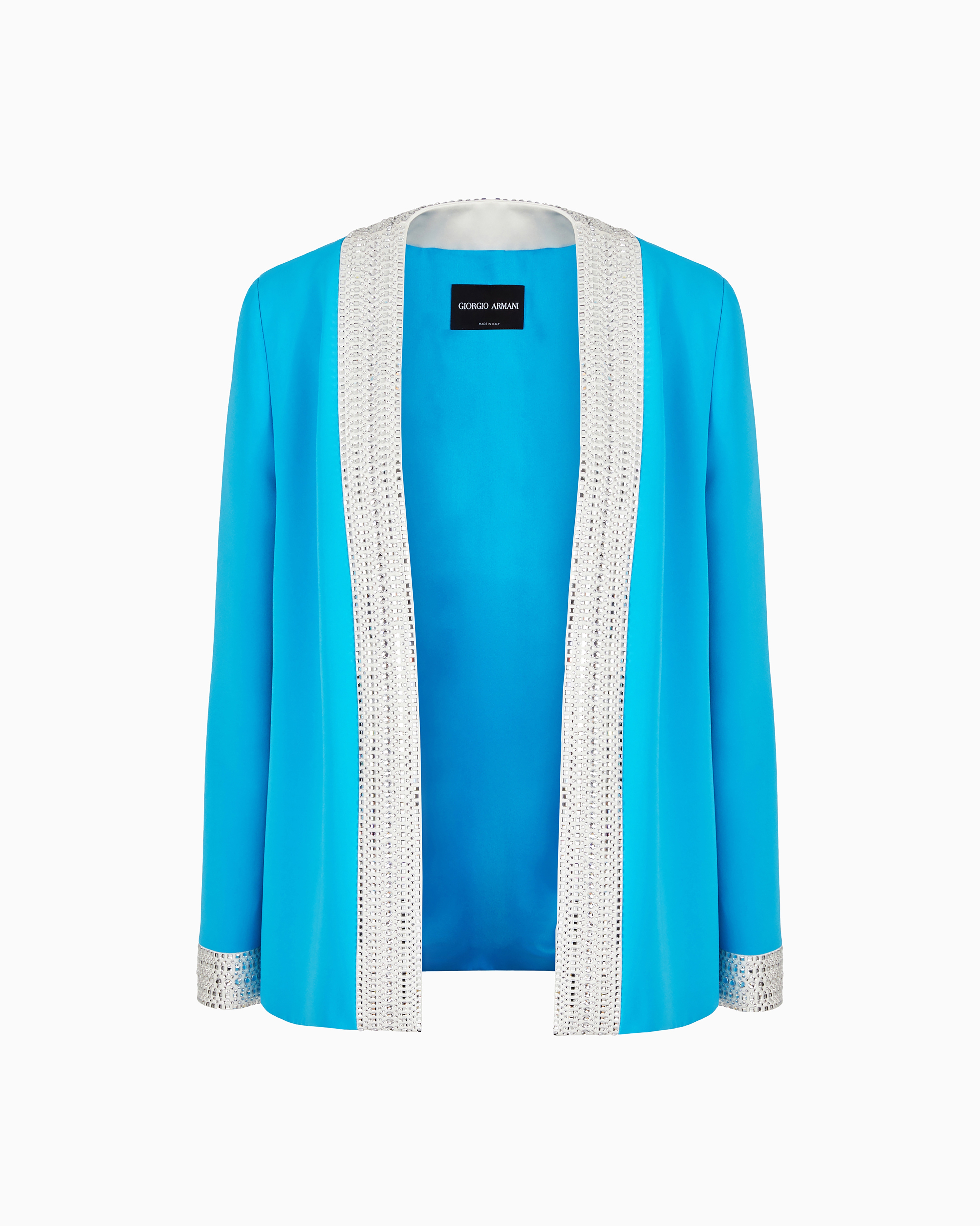 Embroidered silk open jacket | Giorgio Armani