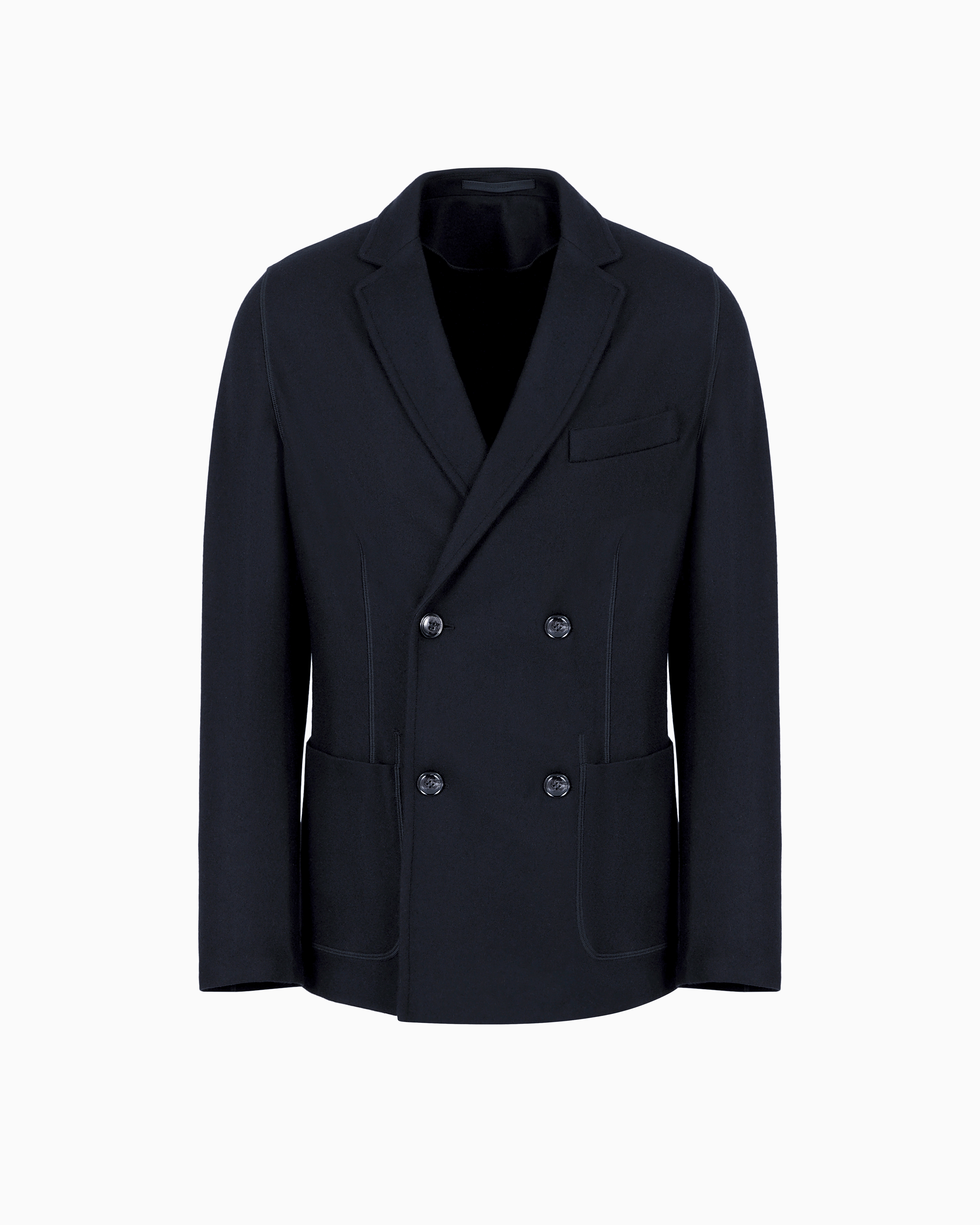 Giorgio Armani Navy_blue Icon Double-Breasted Jacket In Fulled Cashmere Interlock 54_R