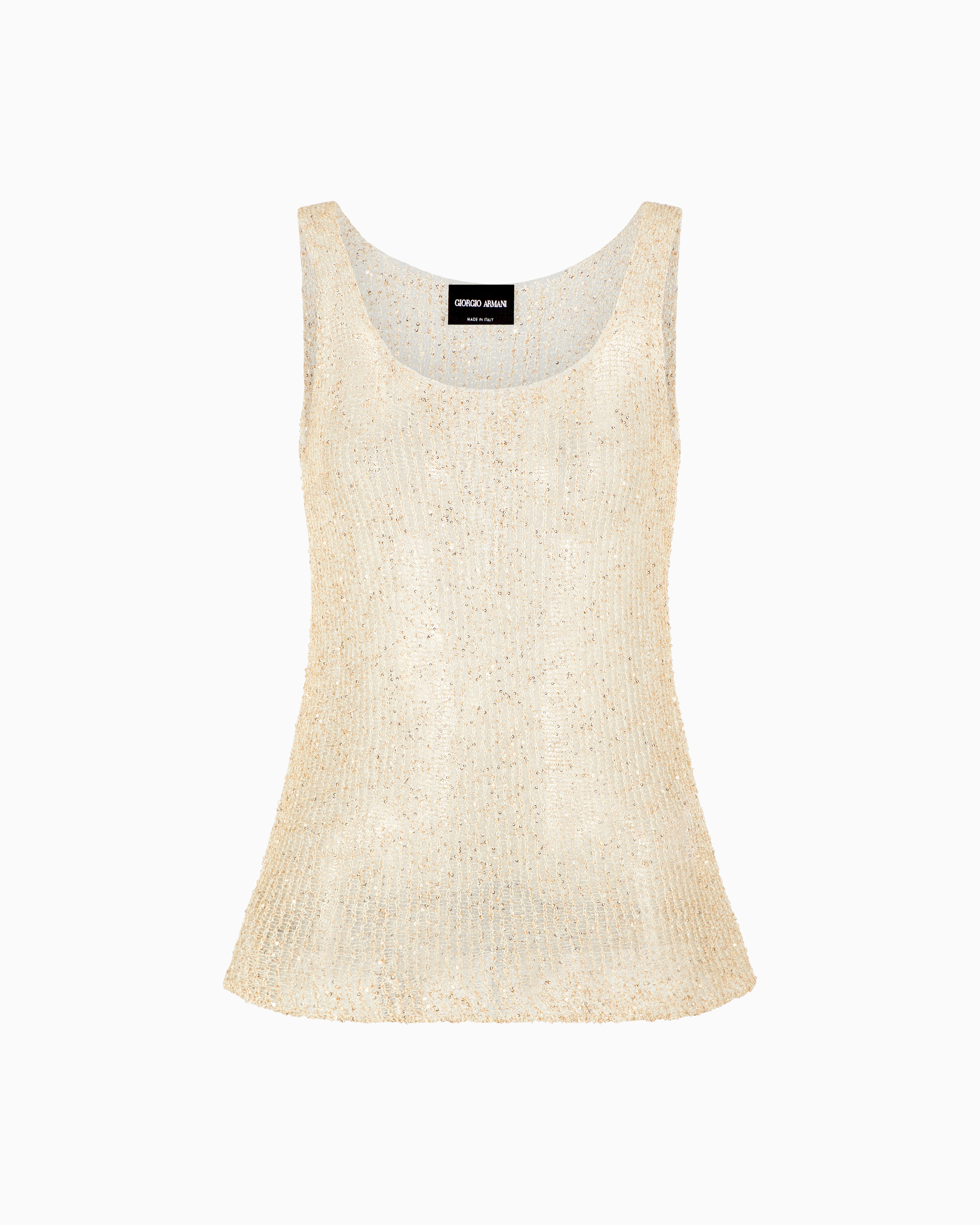 Giorgio Armani Lurex Knit Top With Sequins In Gold