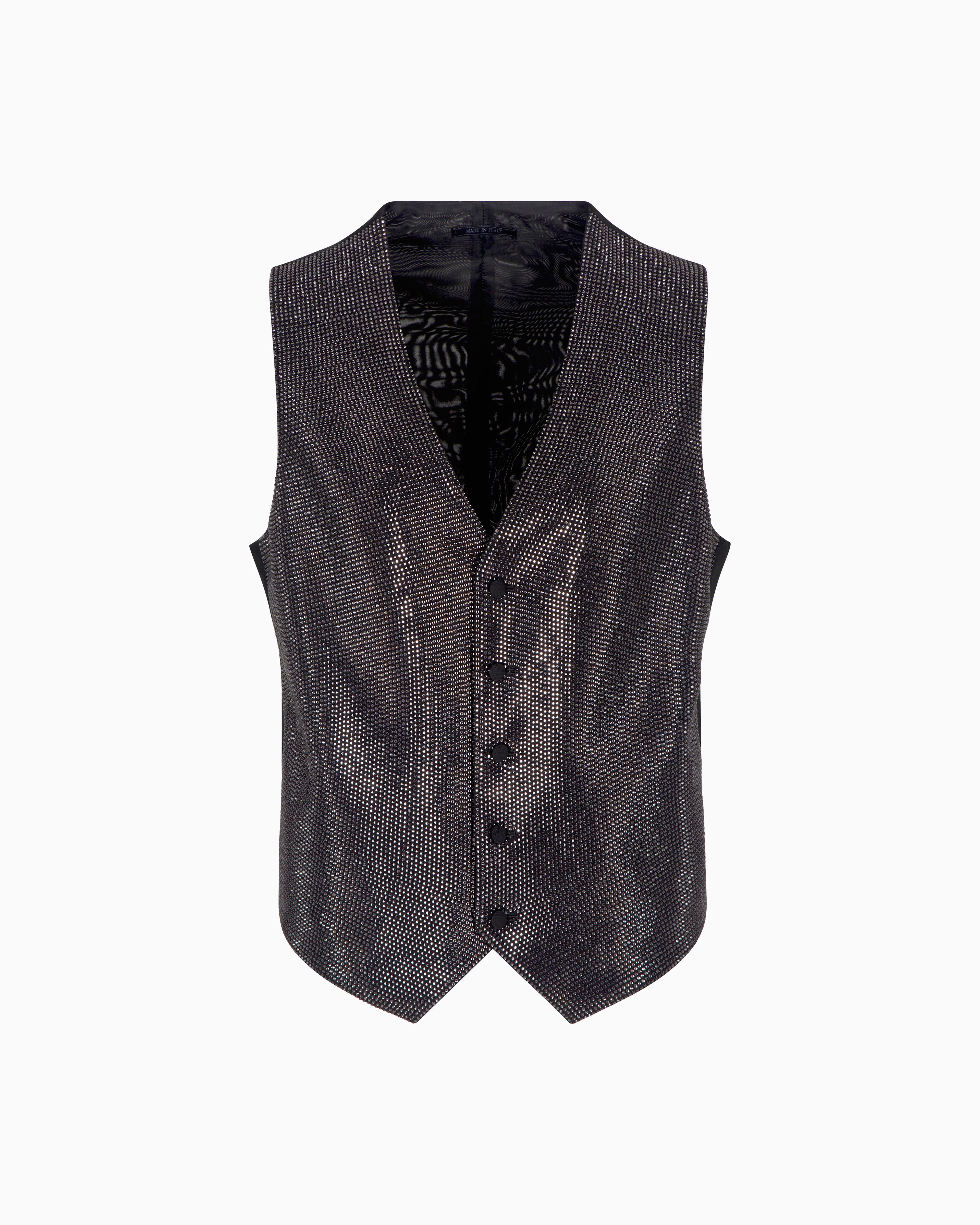 Giorgio Armani Single-breasted Waistcoat In A Viscose Blend With All-over Rhinestones