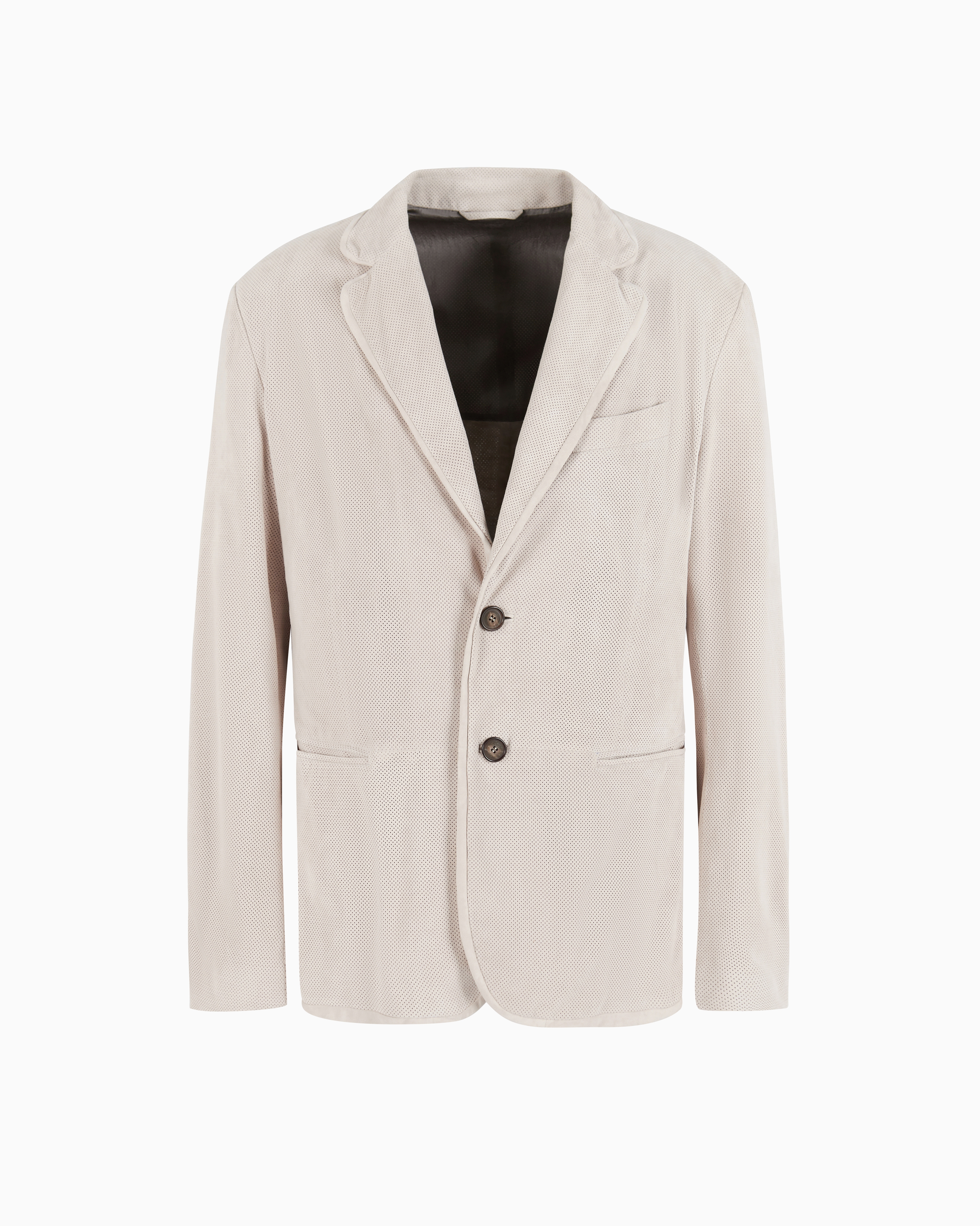 Giorgio Armani Single-breasted Jacket In Perforated Suede
