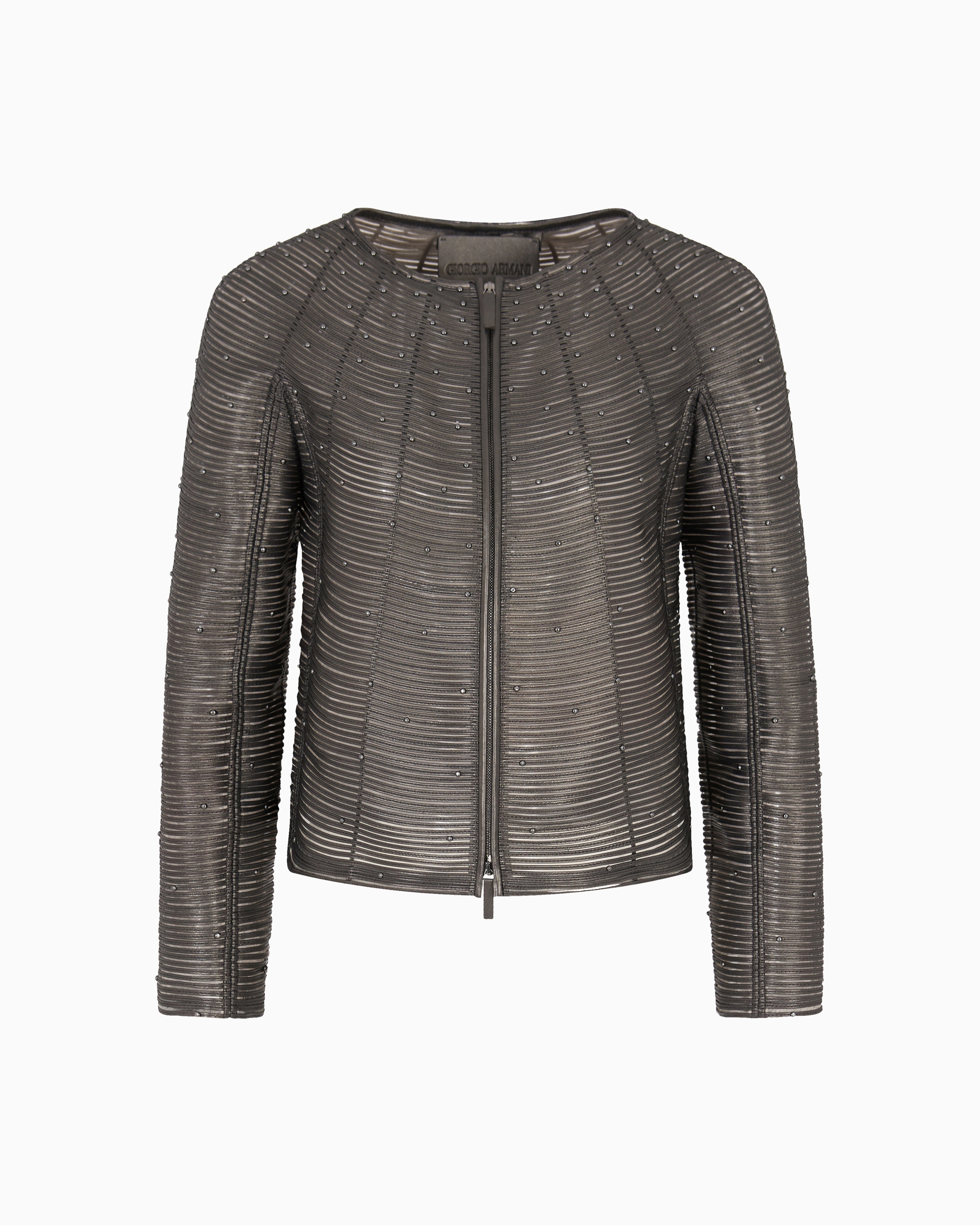 Giorgio Armani Pearlised Nappa Leather Jacket With Applied Studs