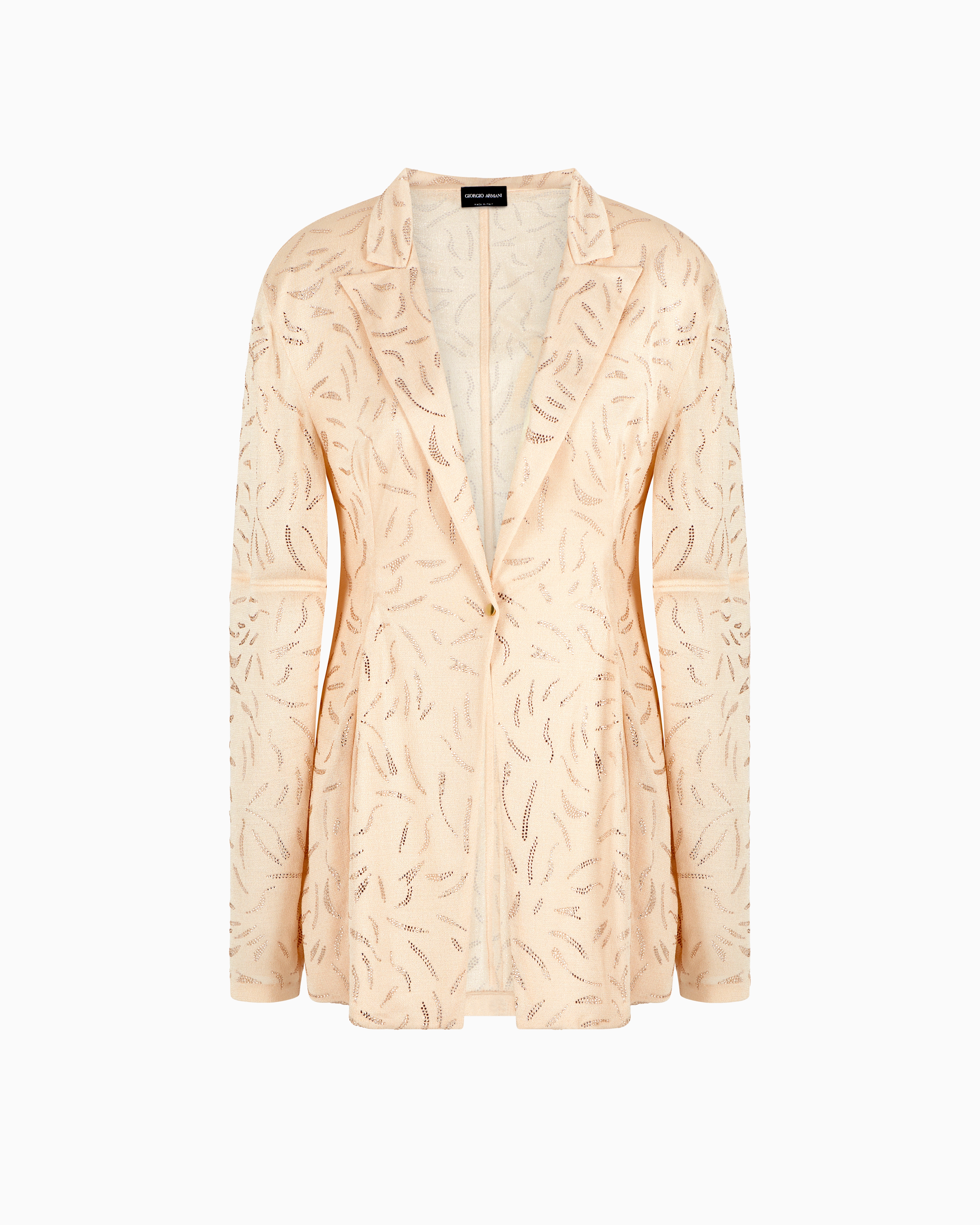 Giorgio Armani Single-breasted Jacket In Viscose Jersey With Rhinestone Embroidery