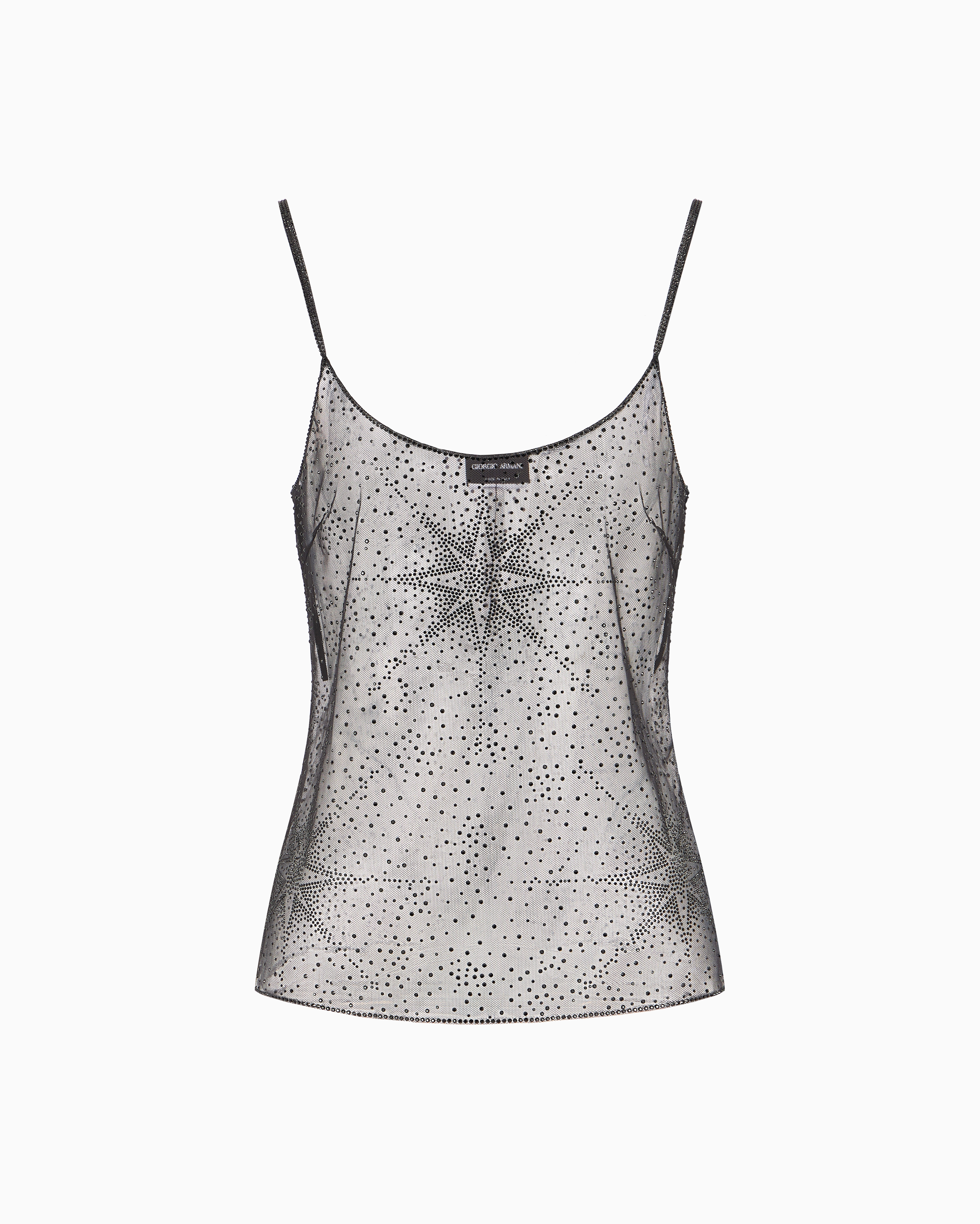 Giorgio Armani Tulle Top With Rhinestone Embroidery