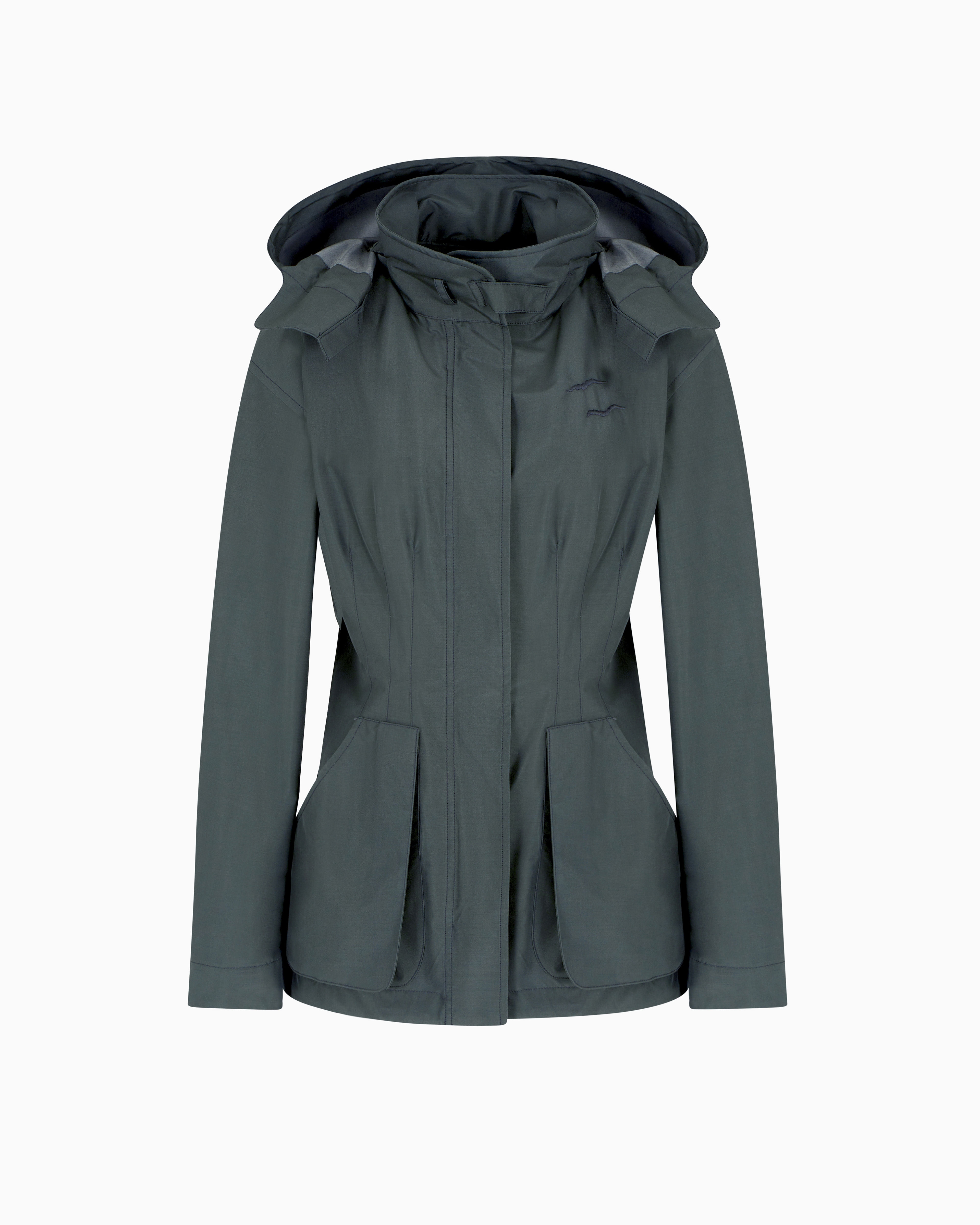 Giorgio Armani Technical Silk Hooded Pea Coat