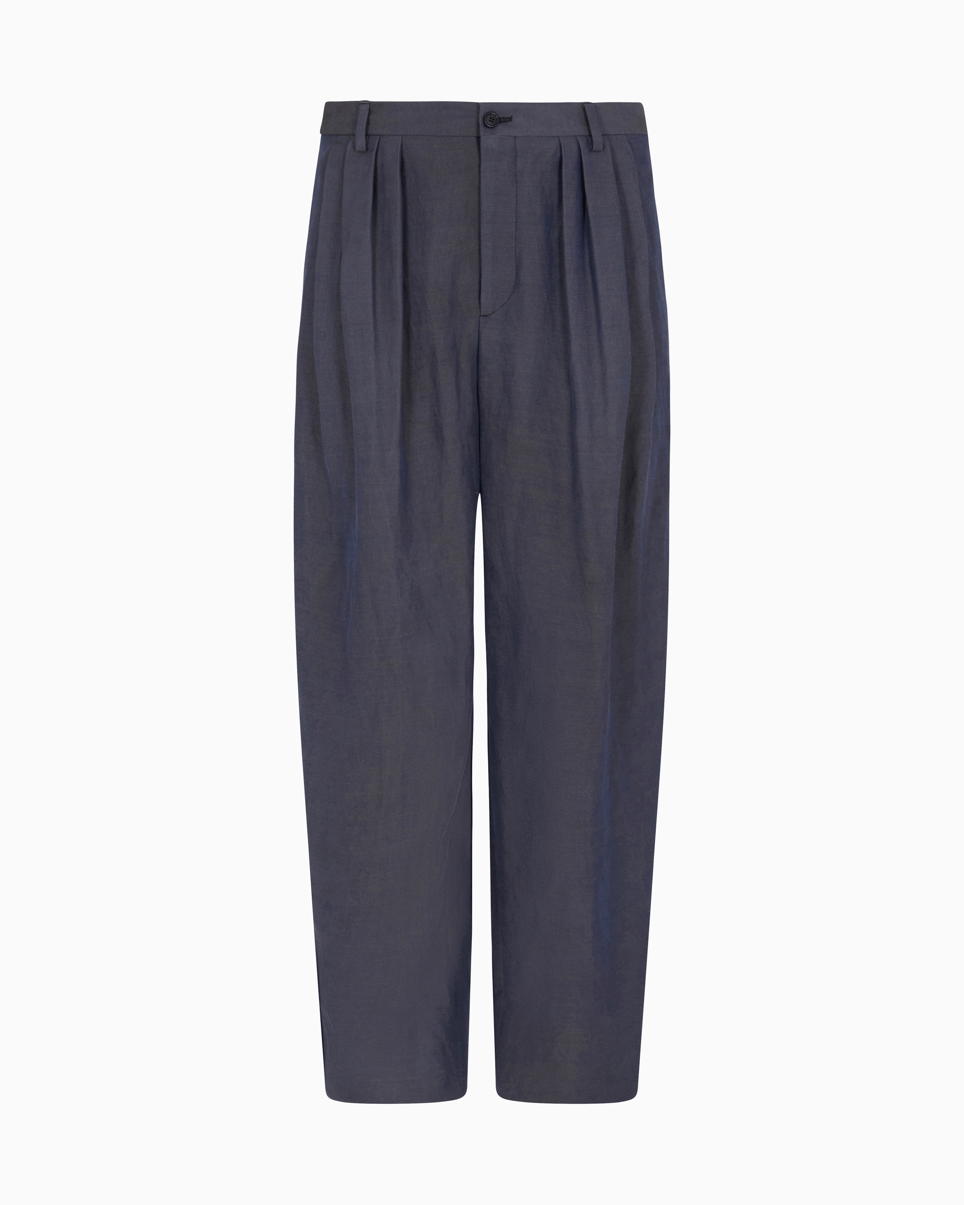 Giorgio Armani Linen And Viscose Twill Two-pleat Trousers