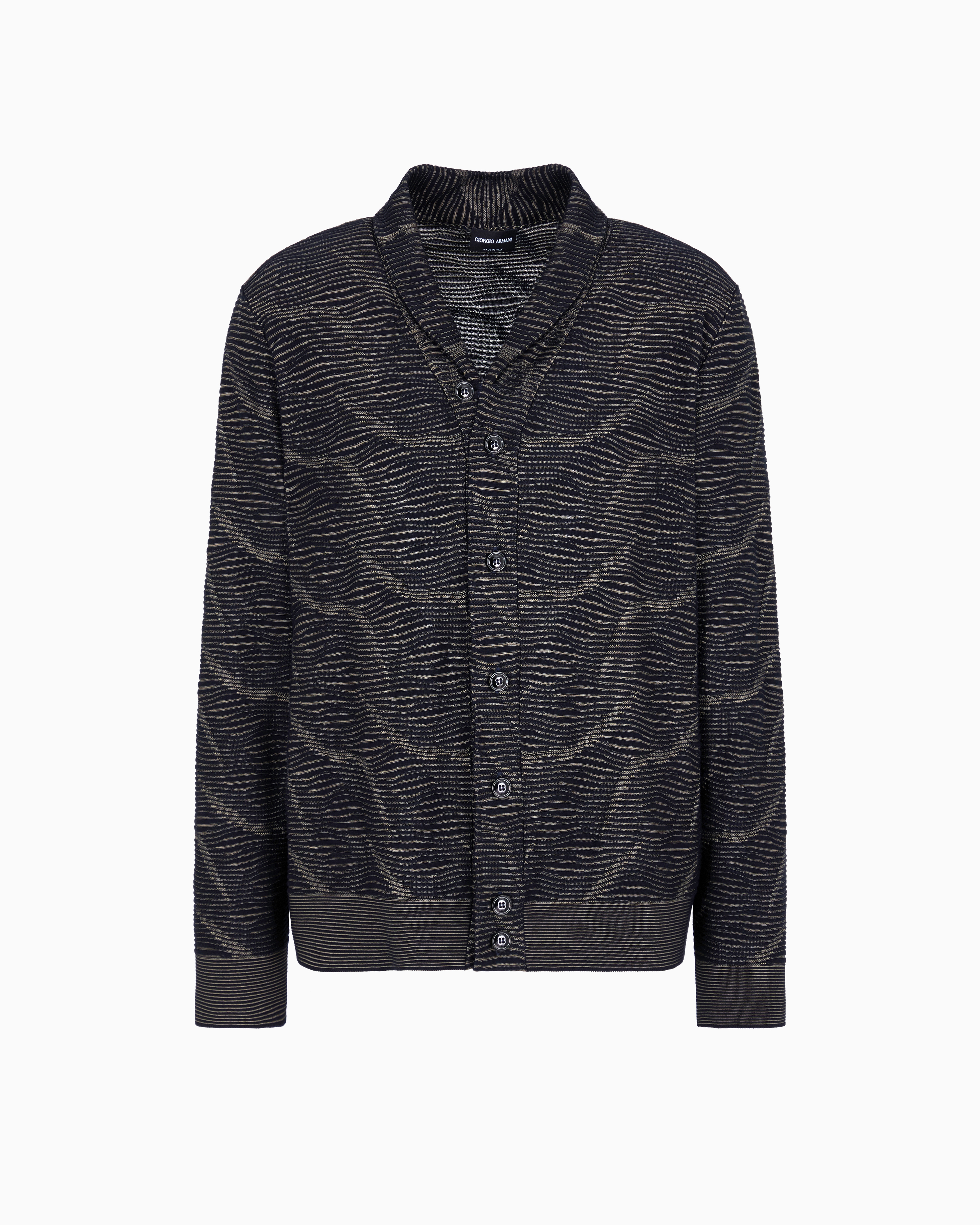 Giorgio Armani Jacquard Cotton, Viscose And Cashmere Cardigan