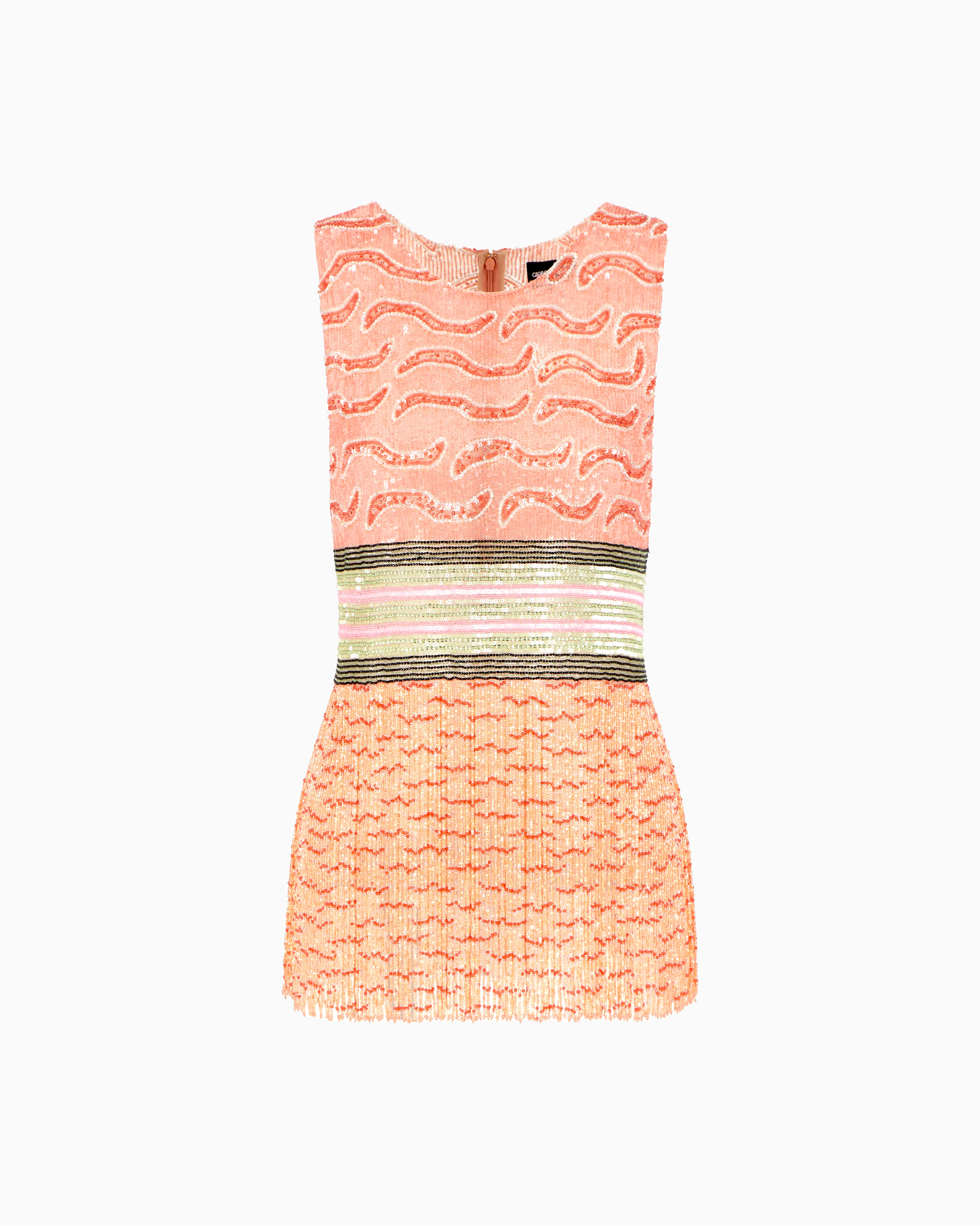 Giorgio Armani Fringed Embroidered Tulle Top