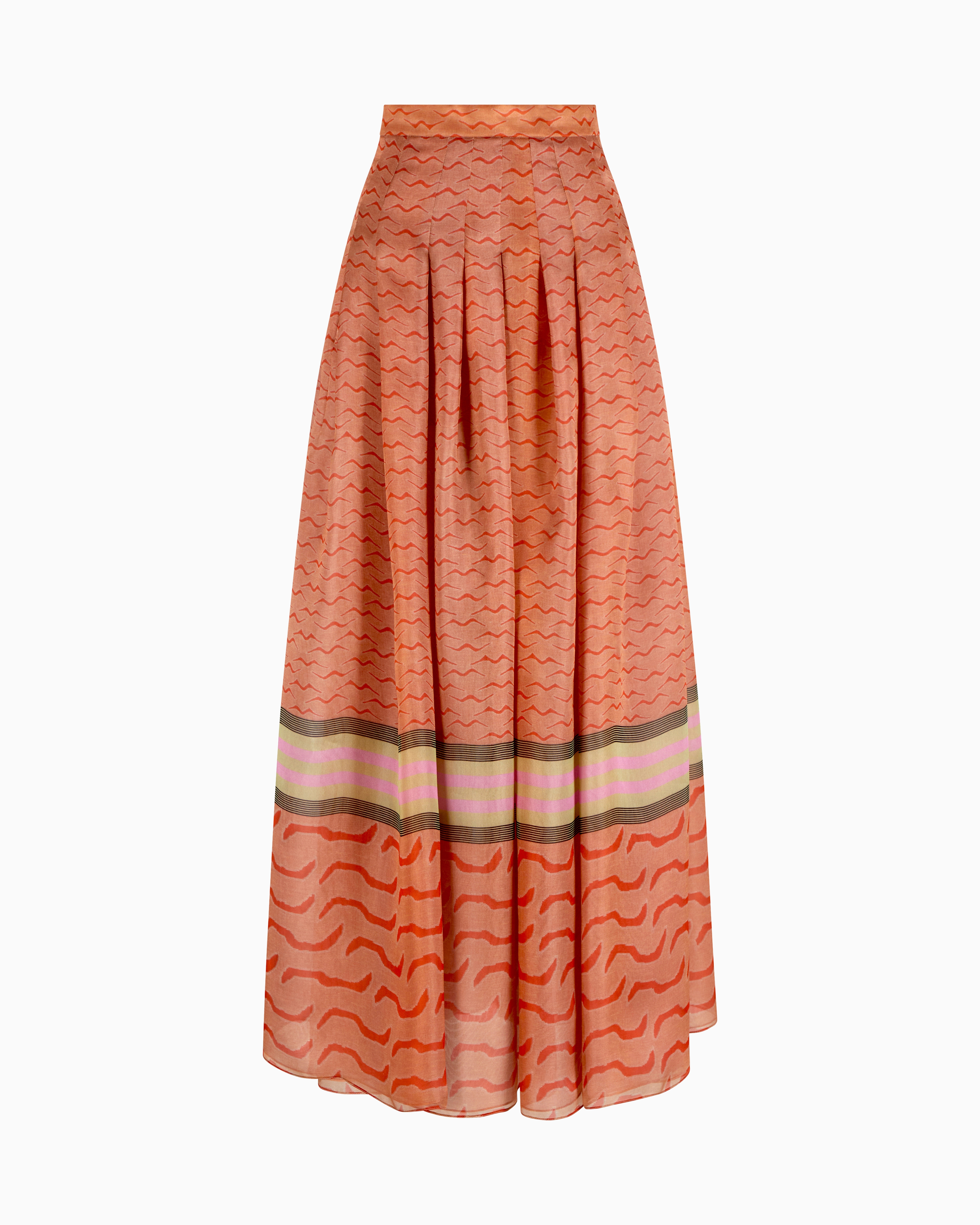 Giorgio Armani Long, Silk-organza Skirt With Tiger Print