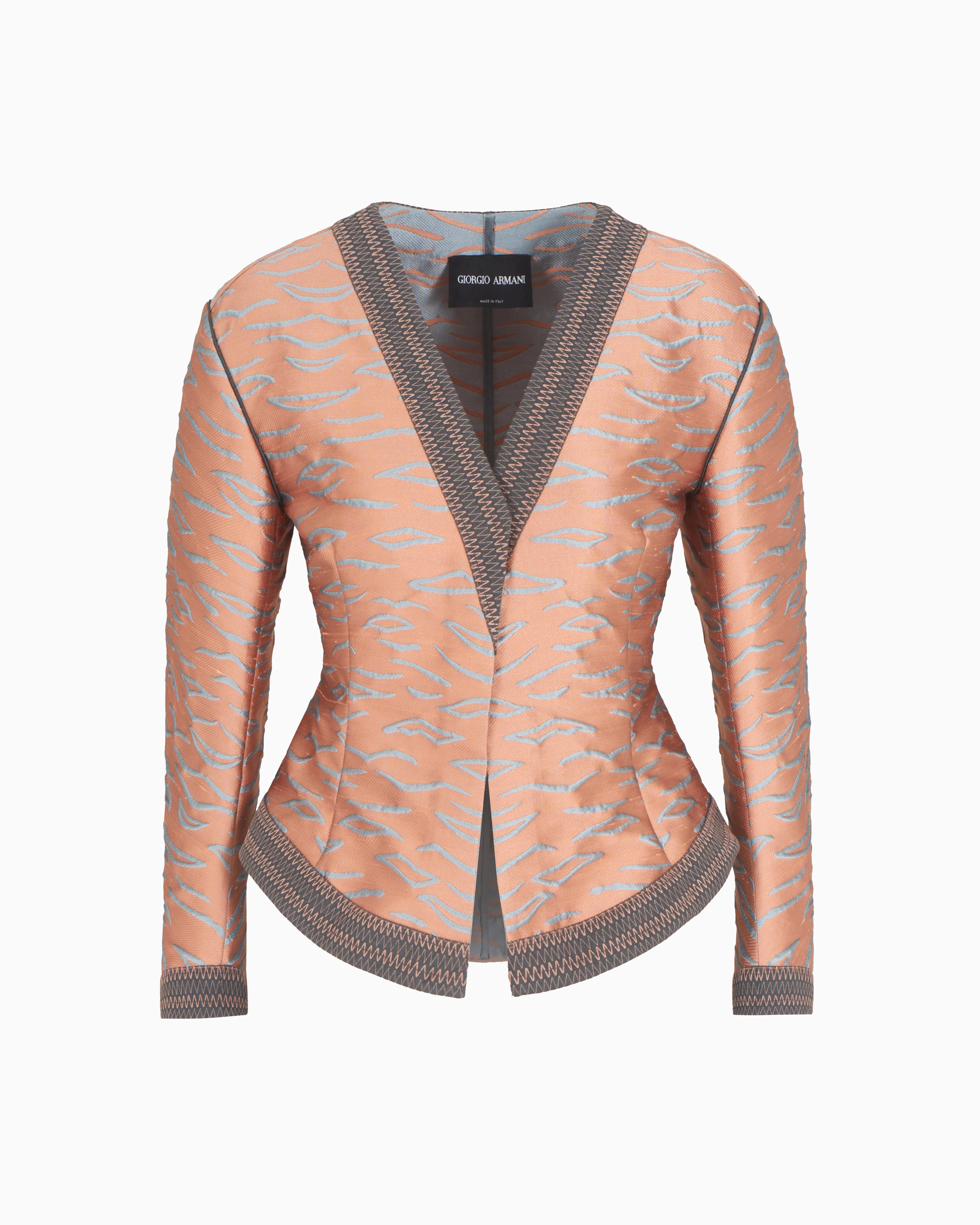 Giorgio Armani Short Jacket In A Jacquard Silk Blend
