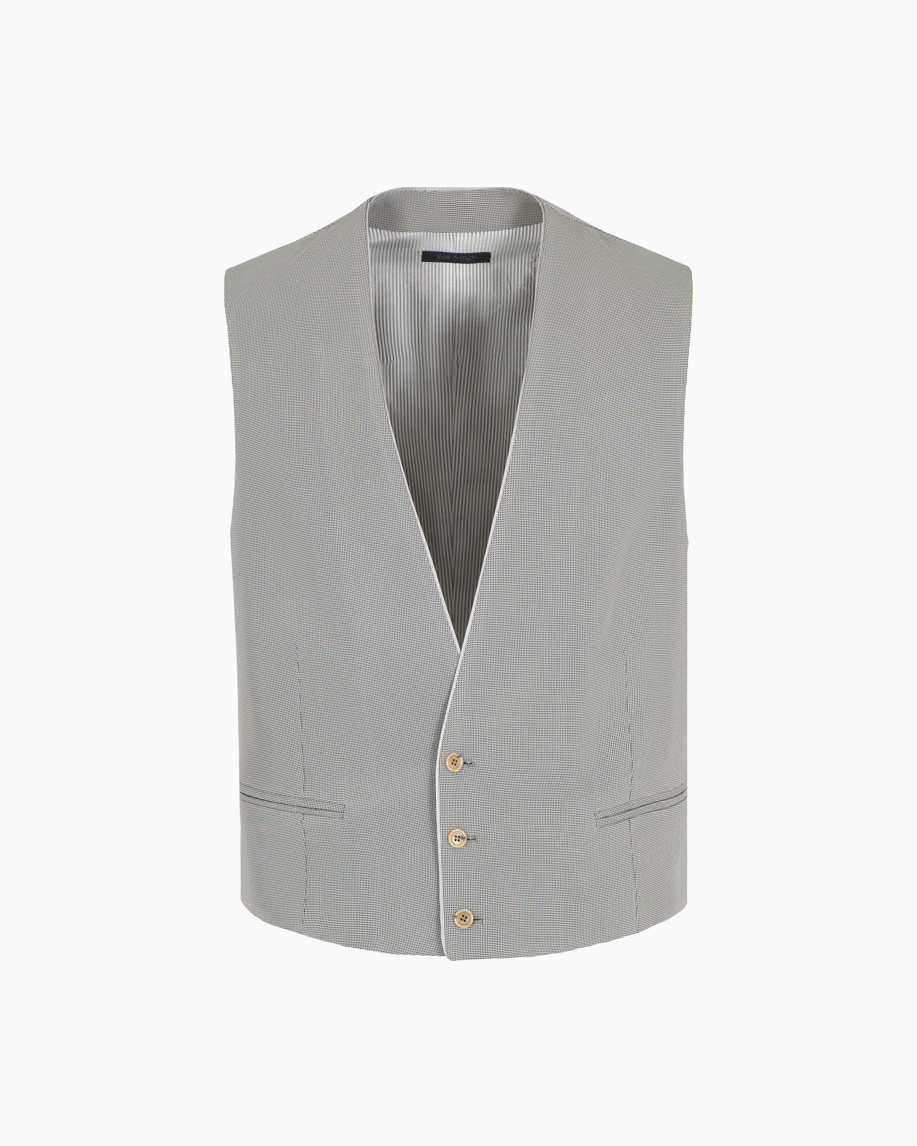 Giorgio Armani Single-breasted Waistcoat In A Textured Viscose Blend