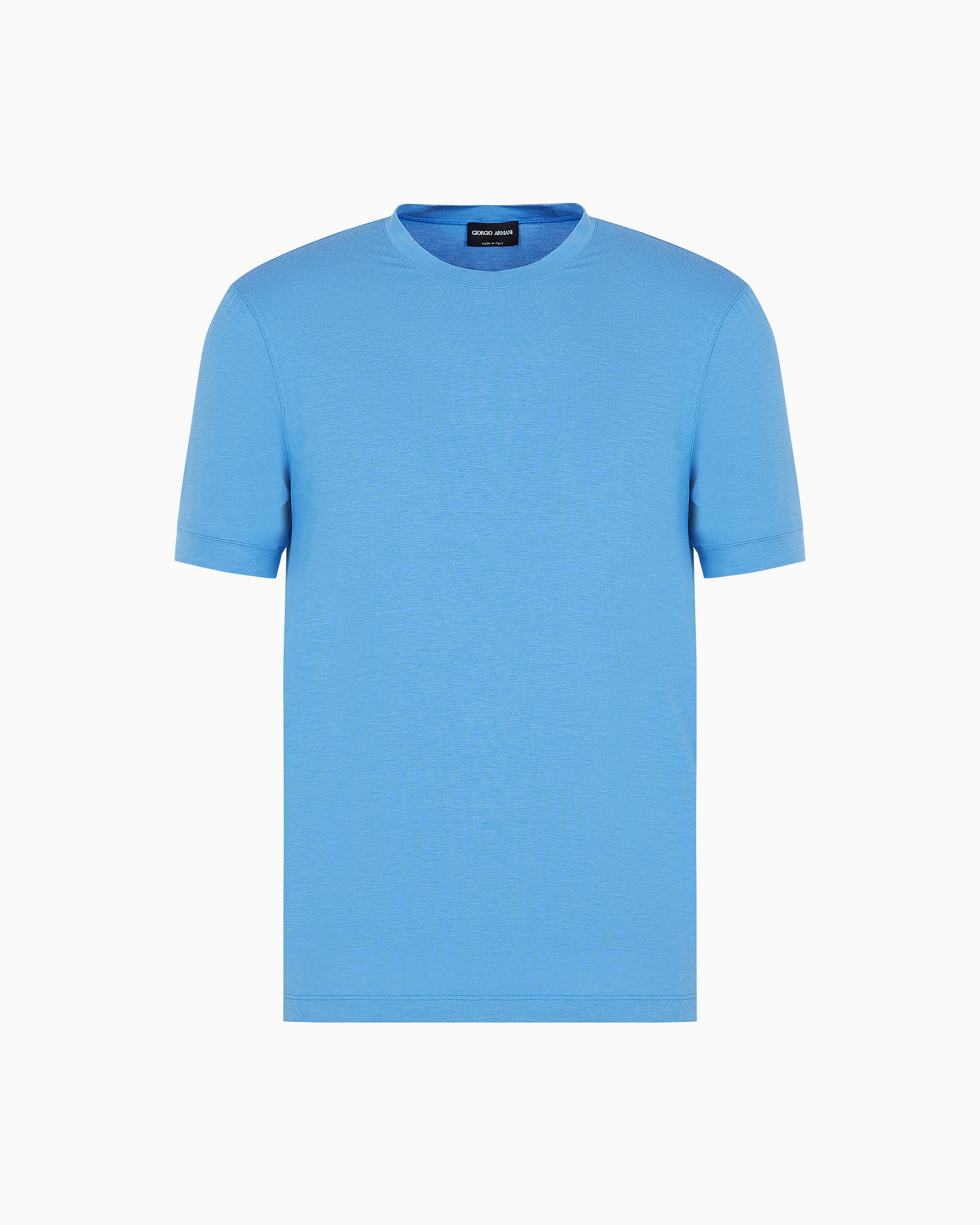 Crew-neck short-sleeved T-shirt in stretch viscose jersey