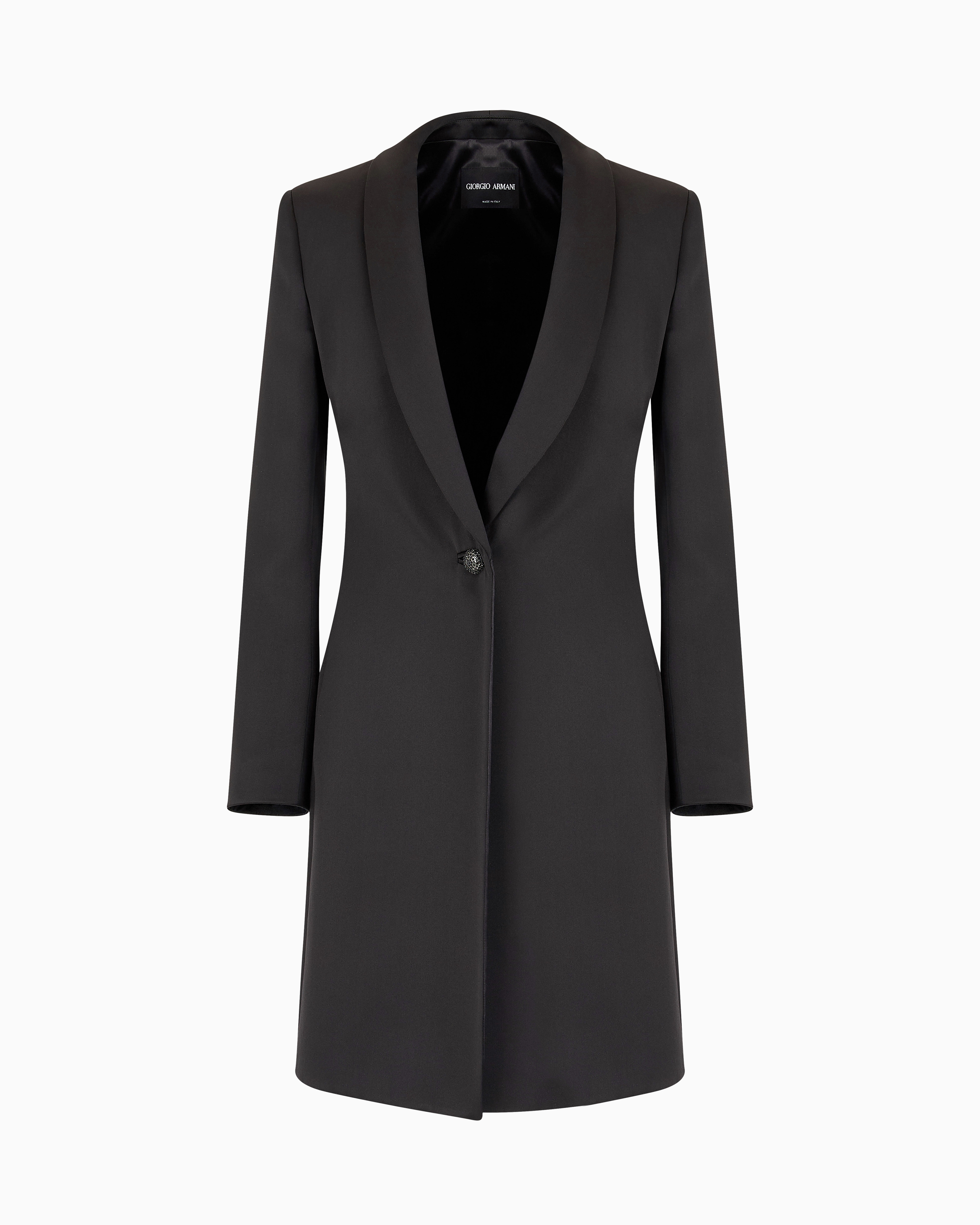 Giorgio Armani Glitter Silk Satin Single-breasted Long Jacket