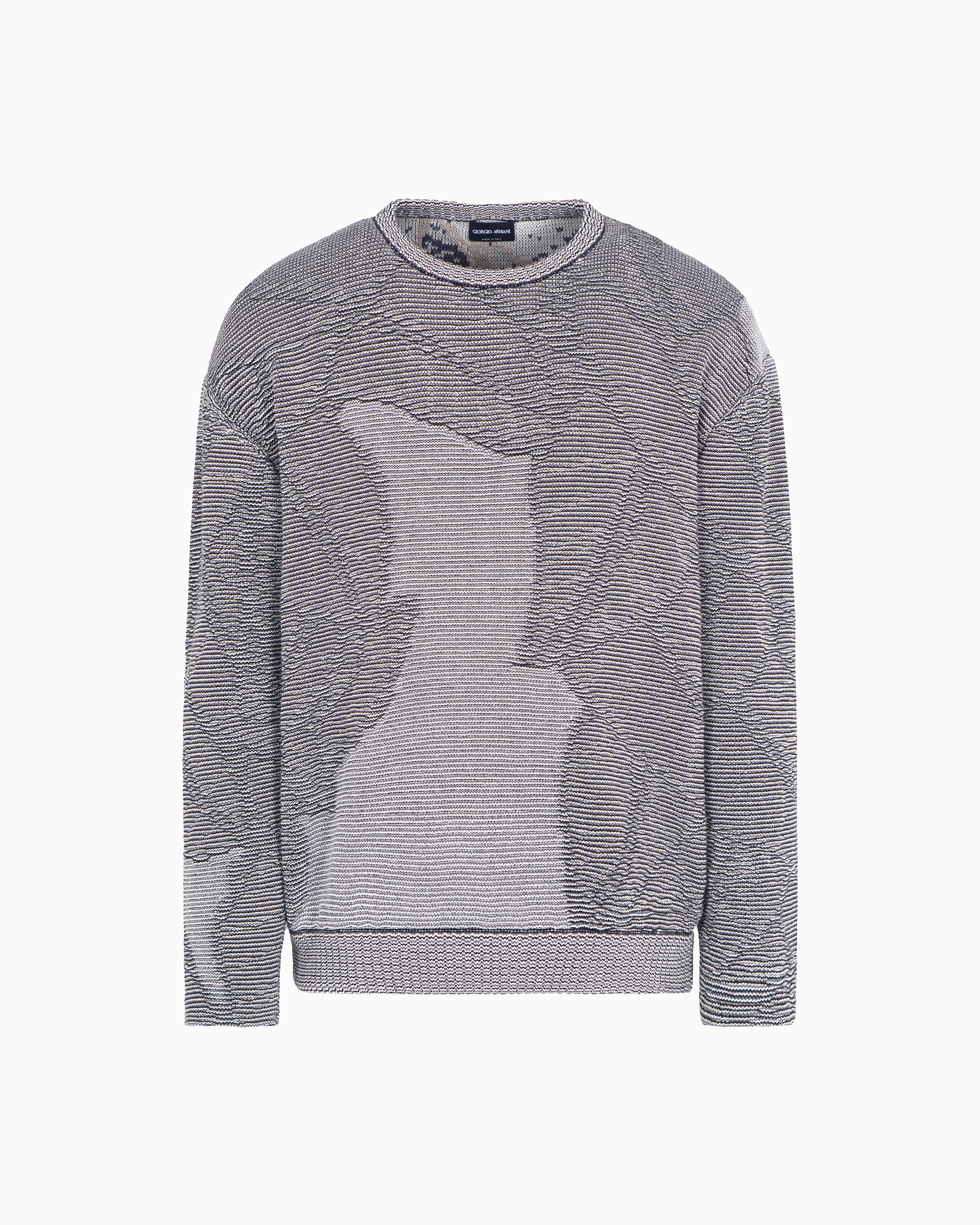 Giorgio Armani Jacquard Cotton, Viscose And Cashmere Crew-neck Jumper