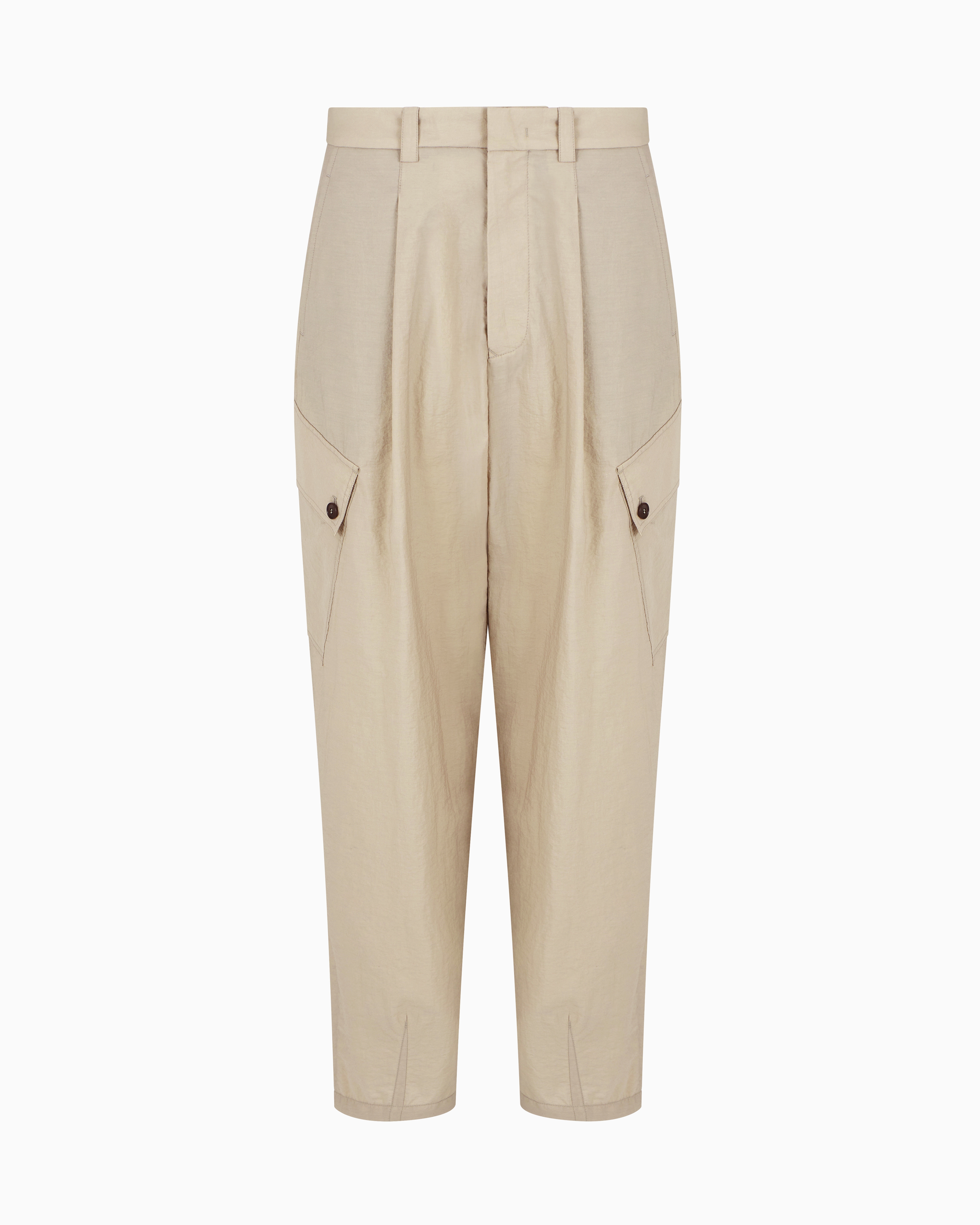 Giorgio Armani One-pleat Cargo Trousers In Cotton Canvas