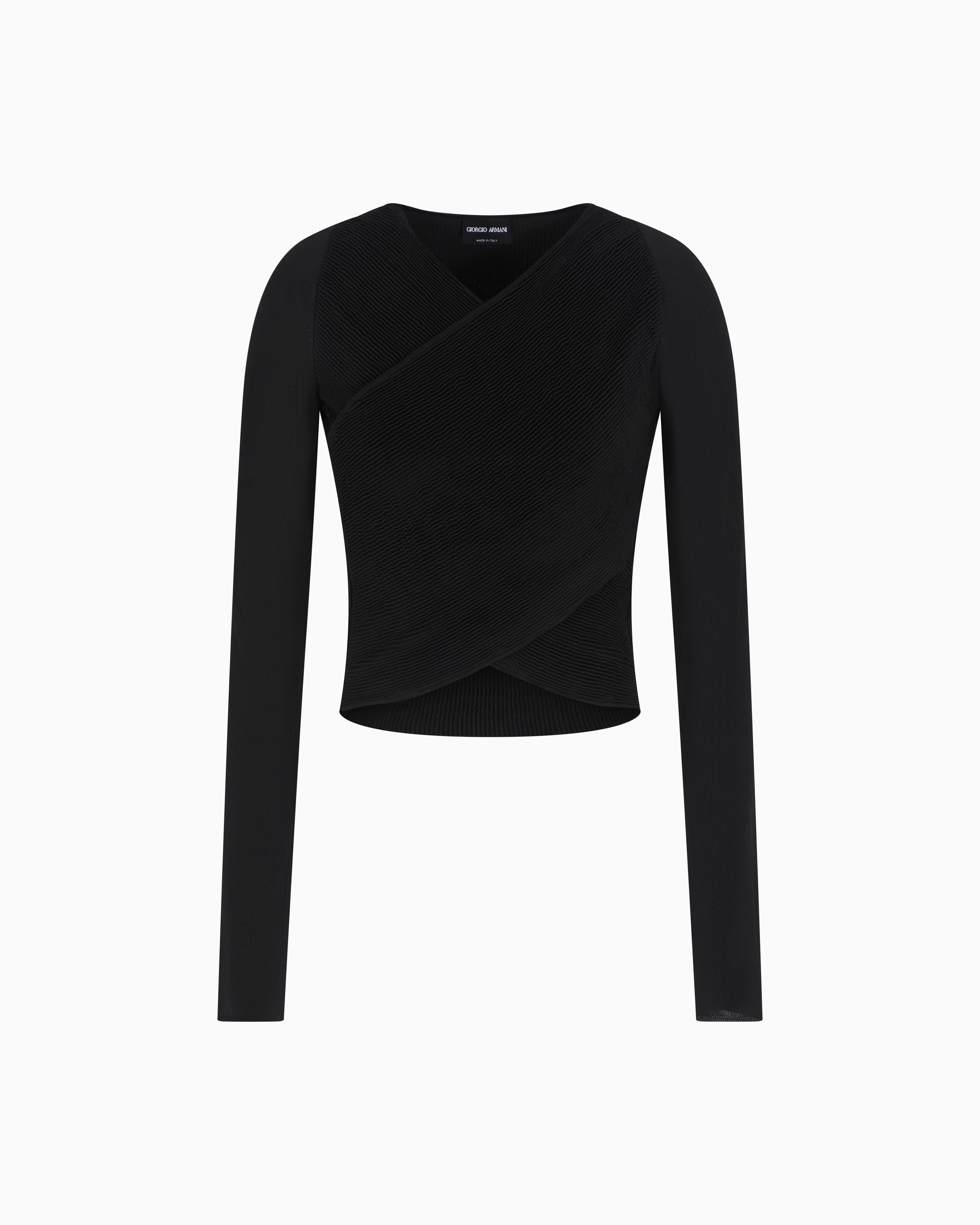 Giorgio Armani Stretch Silk Viscose Blend Crossover Jumper