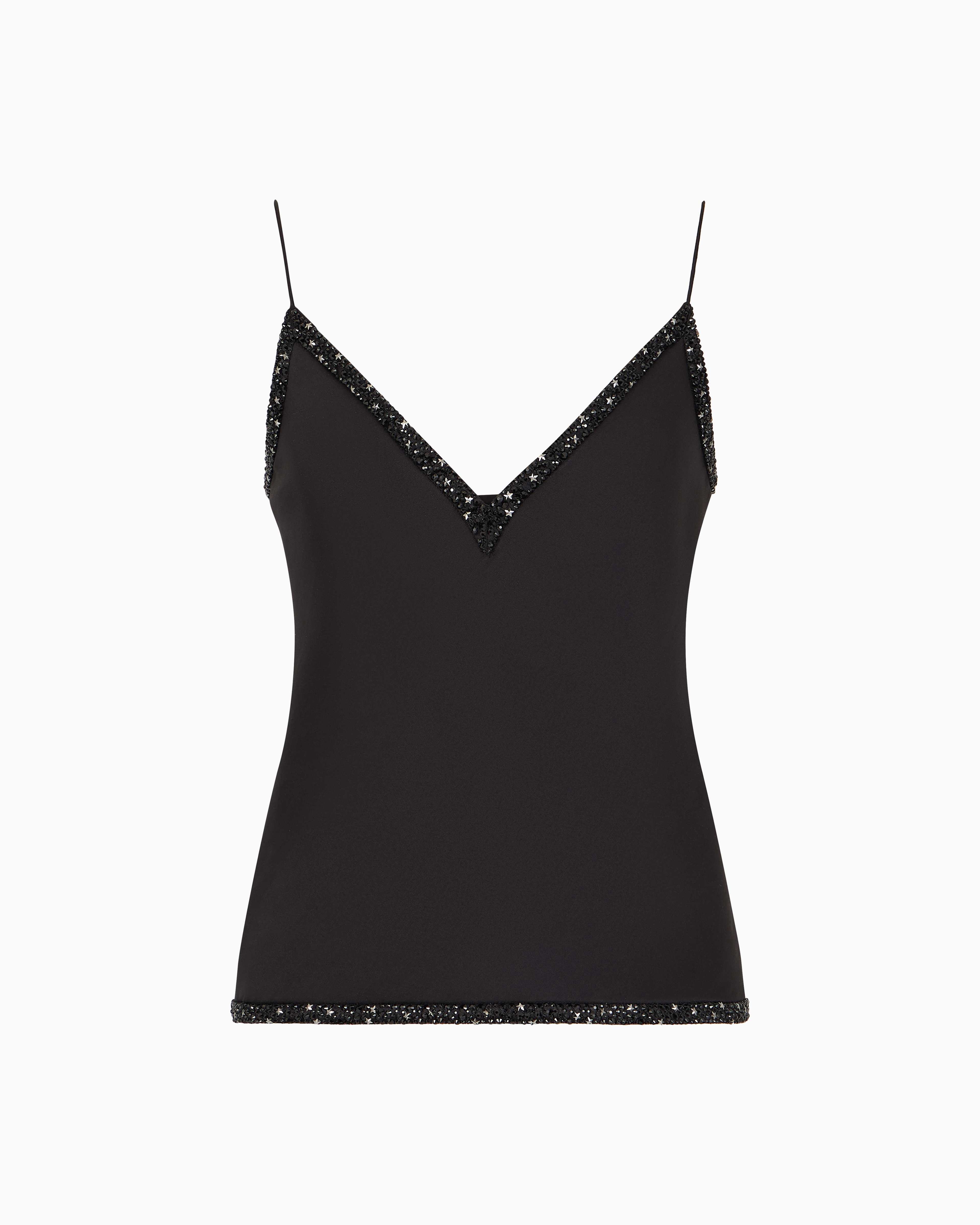 Giorgio Armani V-neck Silk Top With Embroidery