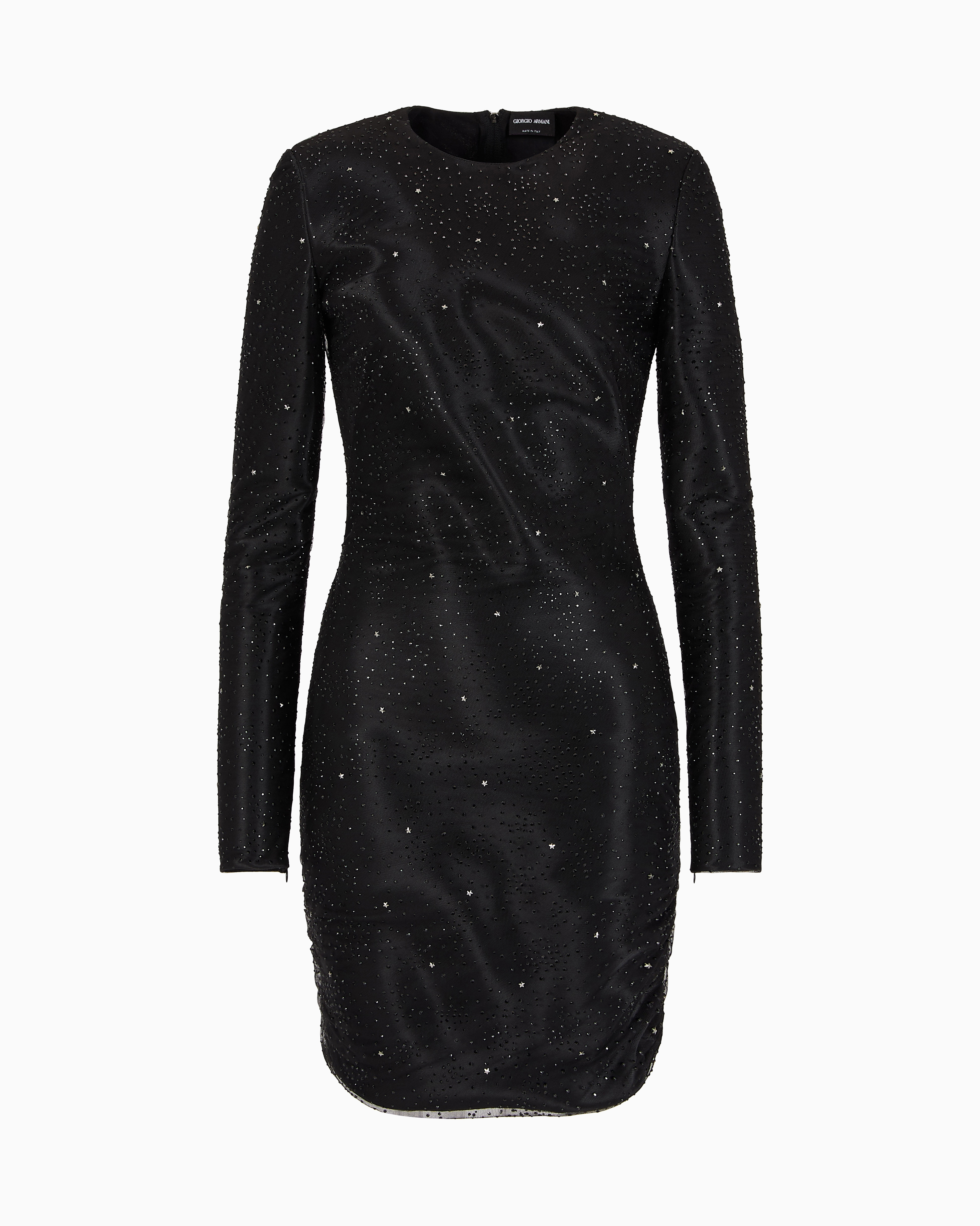 Giorgio Armani Silk Blend Short Dress With Rhinestone Embroidery
