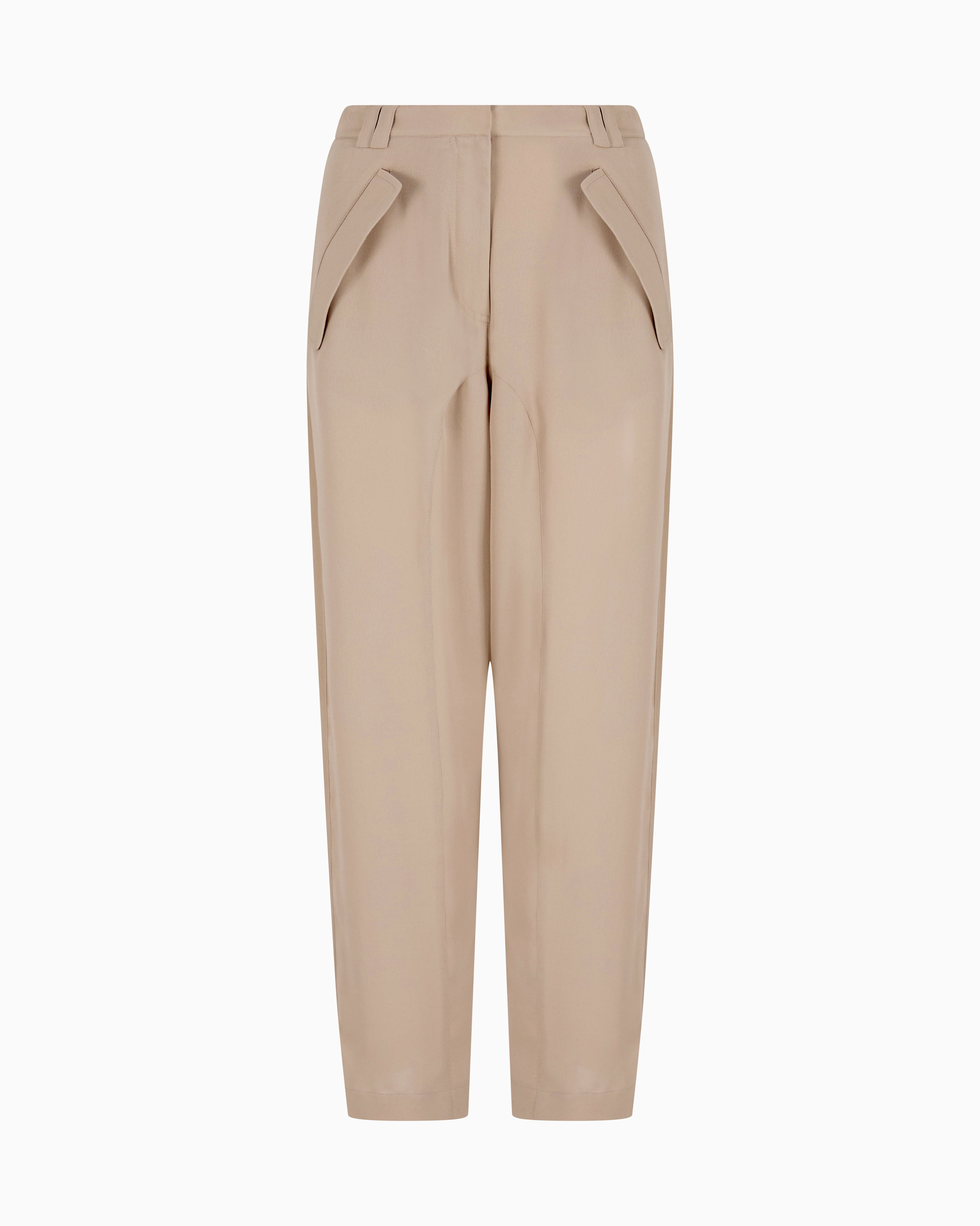 Triple silk georgette straight trousers | Giorgio Armani