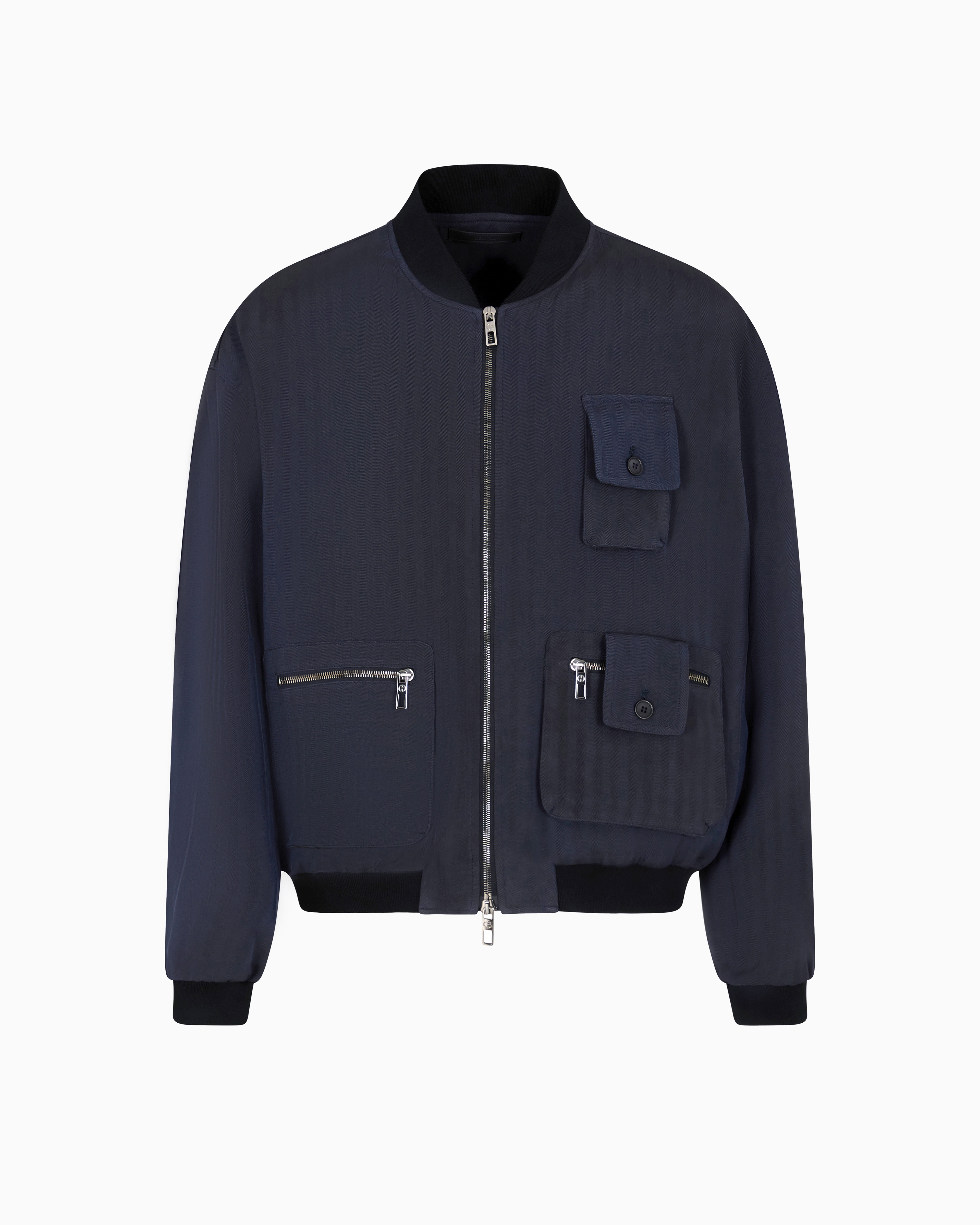 Giorgio Armani Chevron Viscose Blouson In Blue